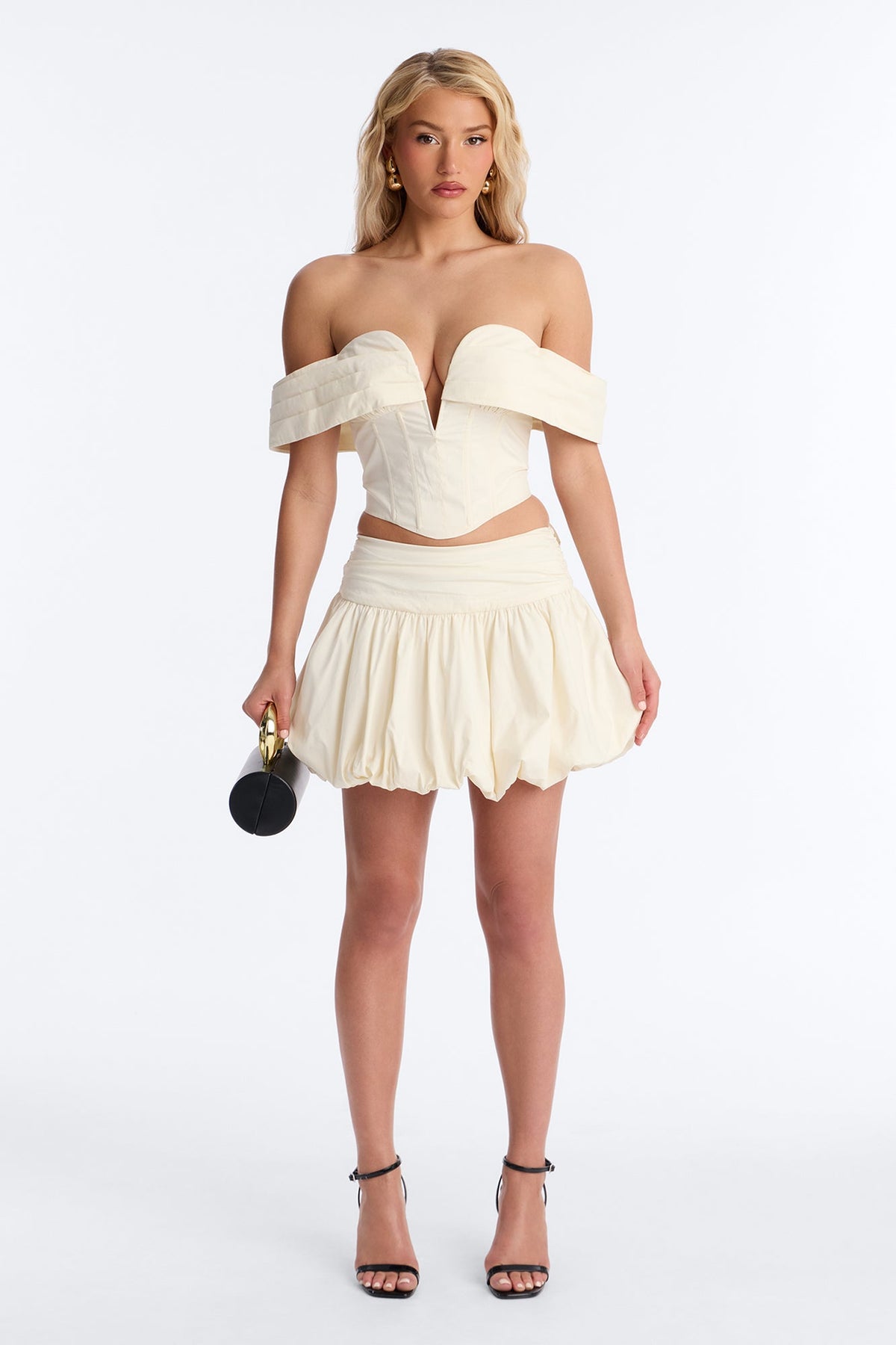 Lori Cutie Poplin Micro Mini Skirt - Off White