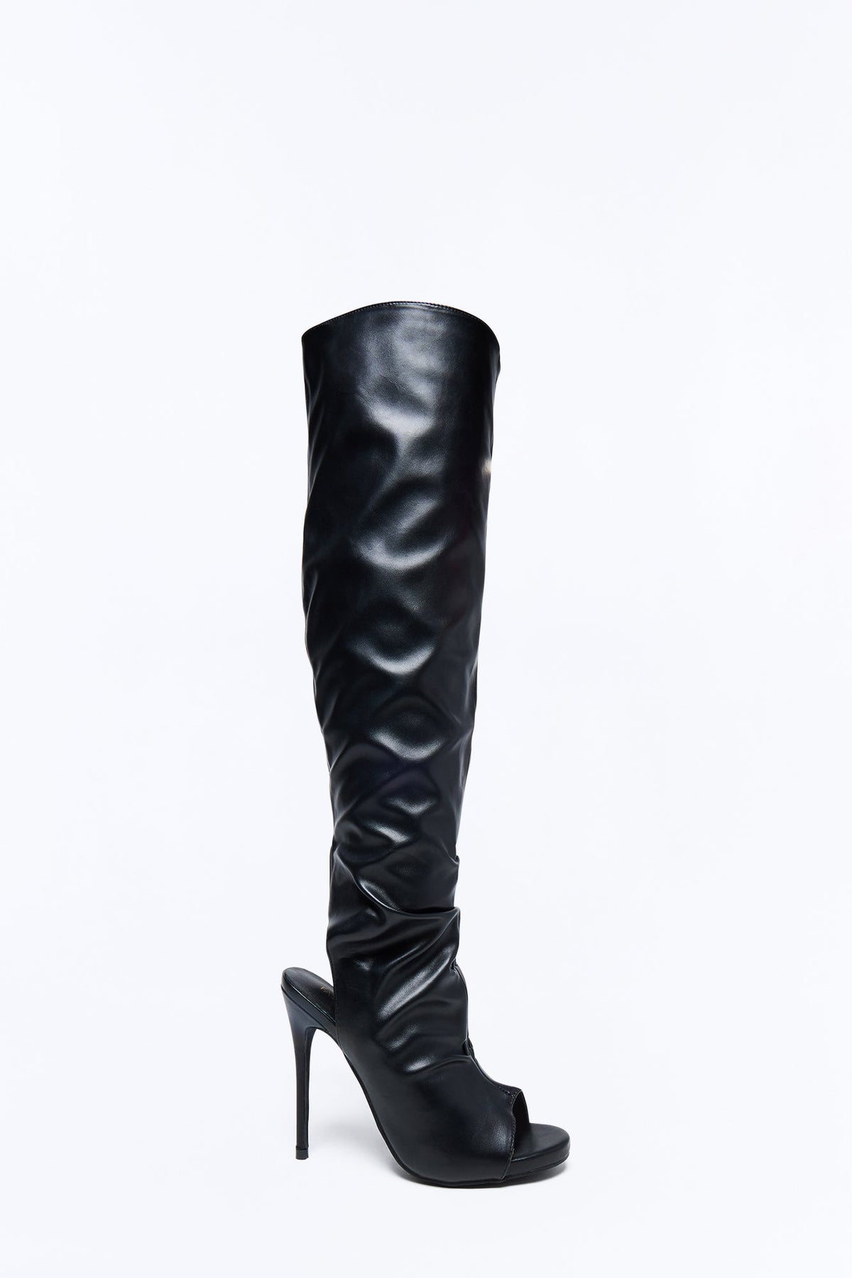 Alek Peep Toe Stiletto Boots - Black