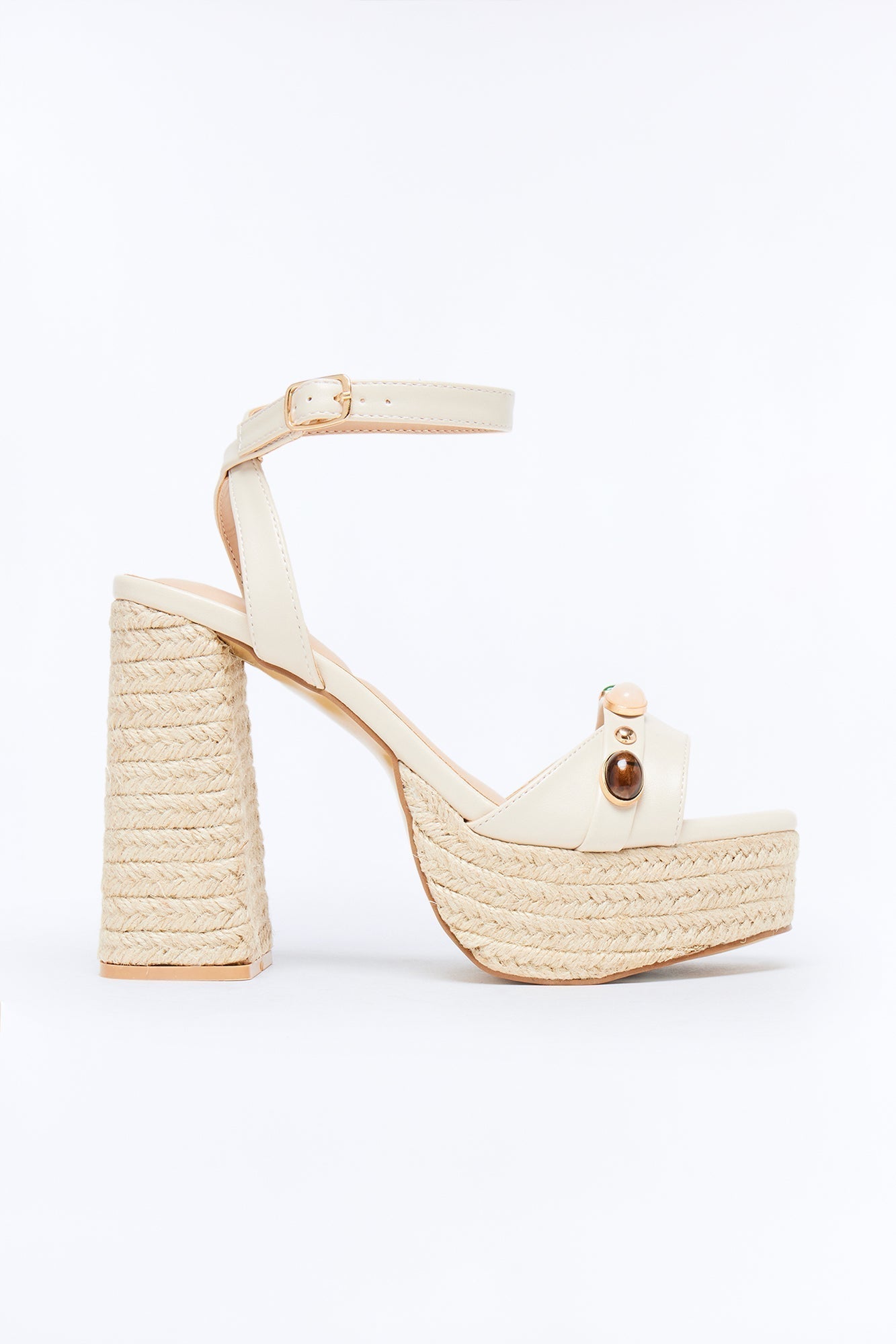 Ashia Jute Platform Heels - Cream