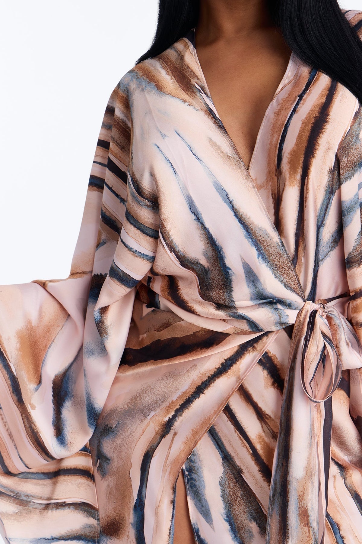 Samira Wrap Satin Mini Dress - Mauve/combo