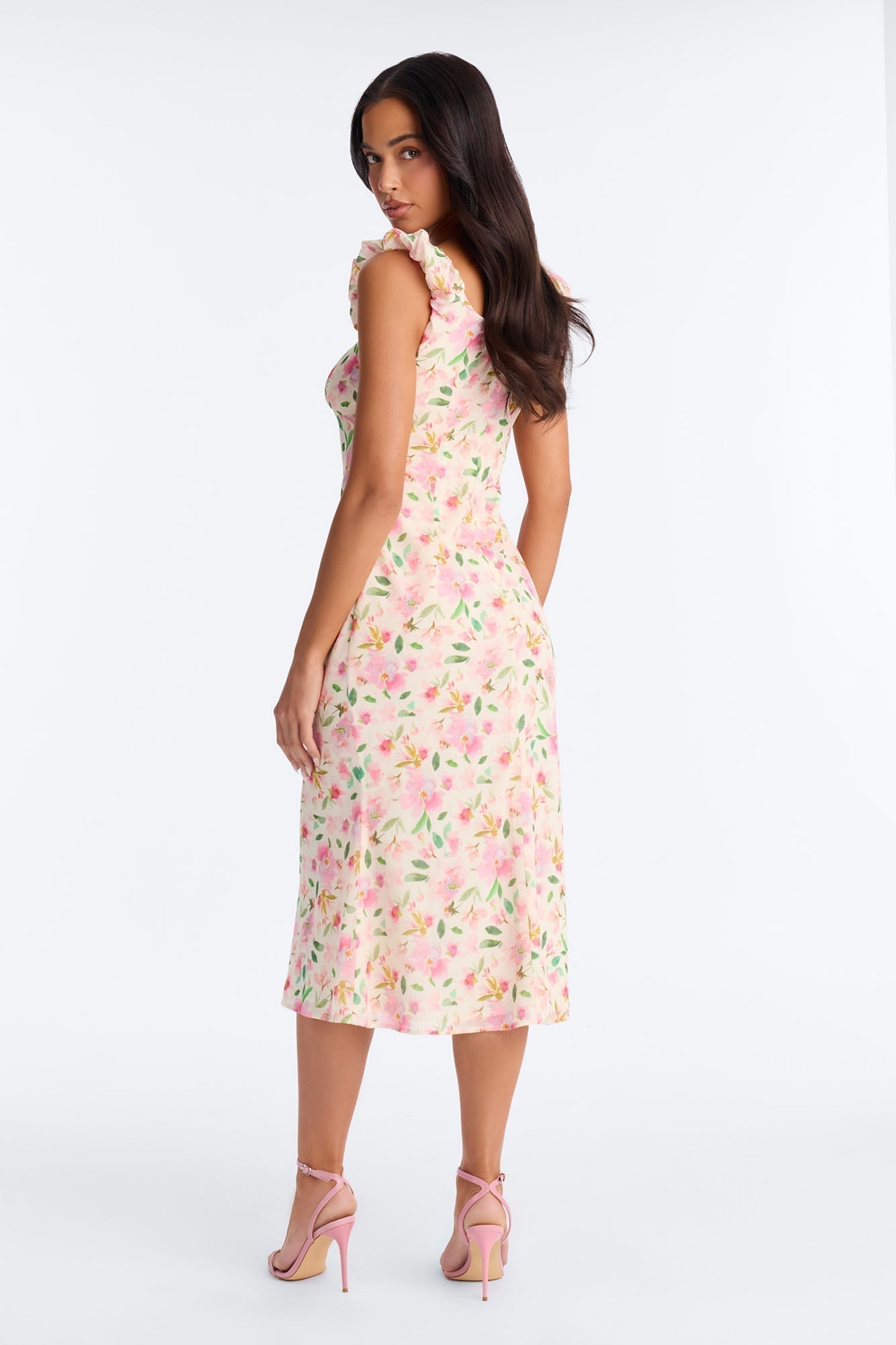 Christie Floral Midi Dress - Pink/combo