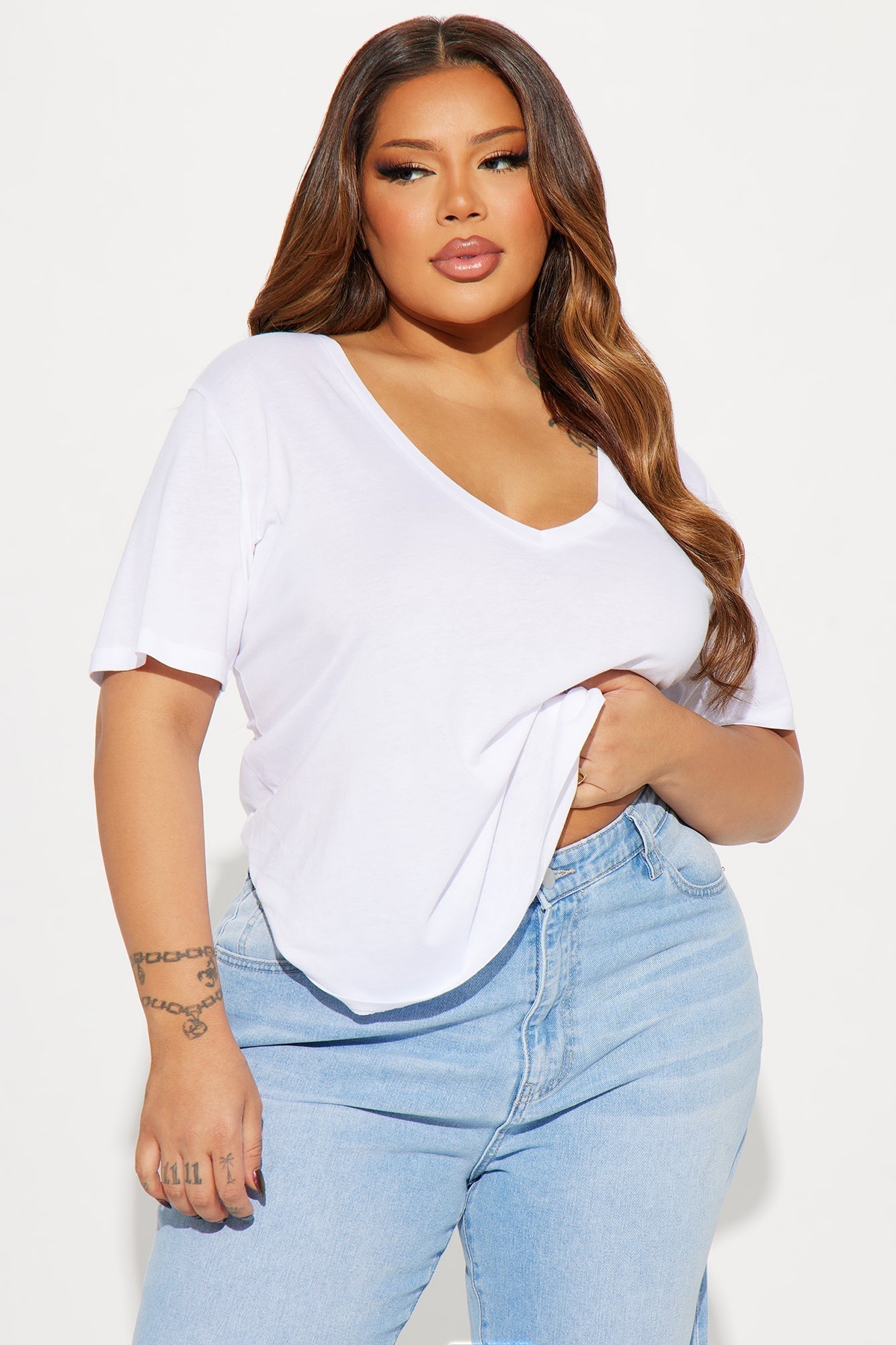 Ava V-Neck Tee - White