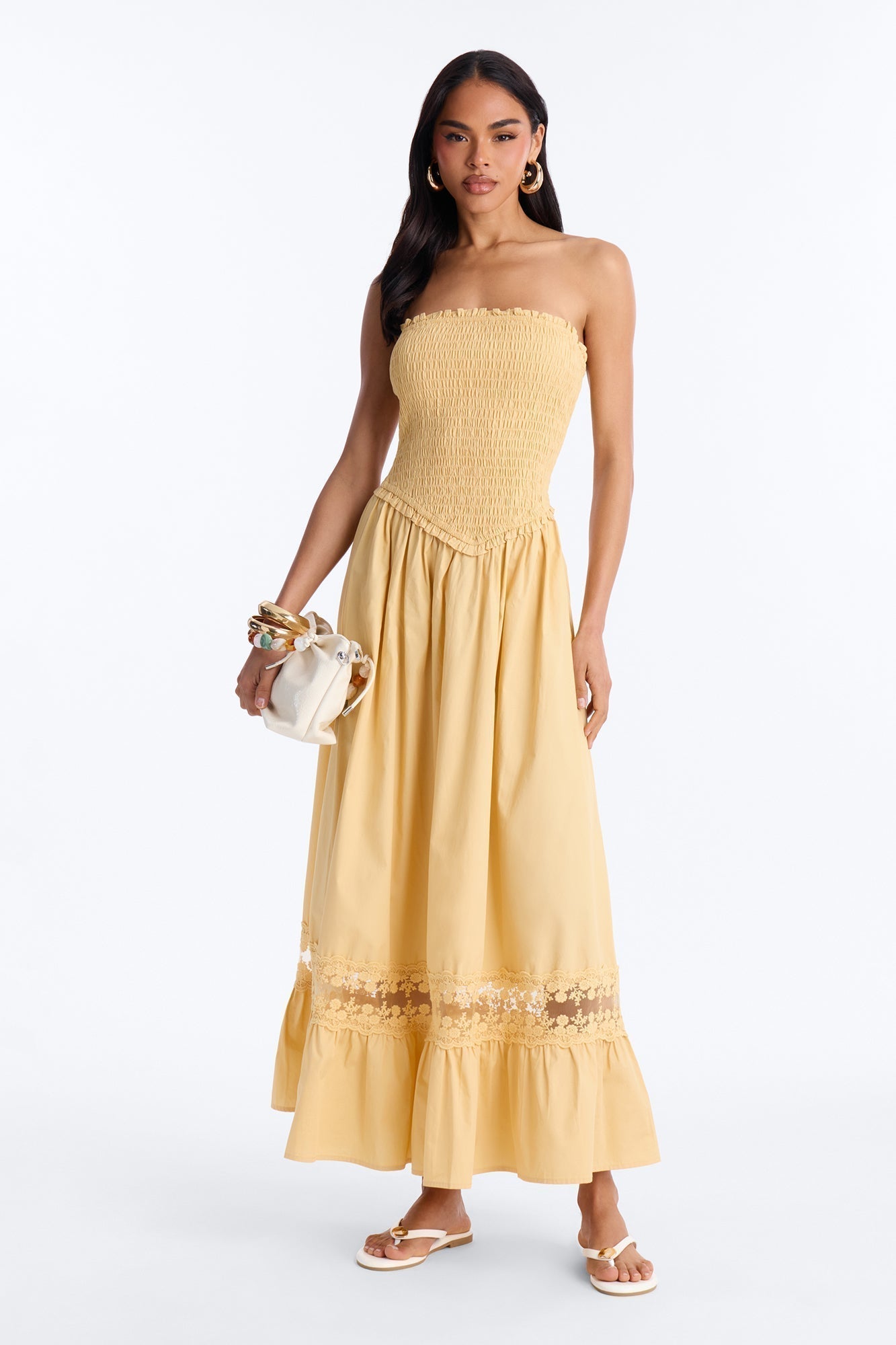 Keira Strapless Maxi Dress - Butter Yellow