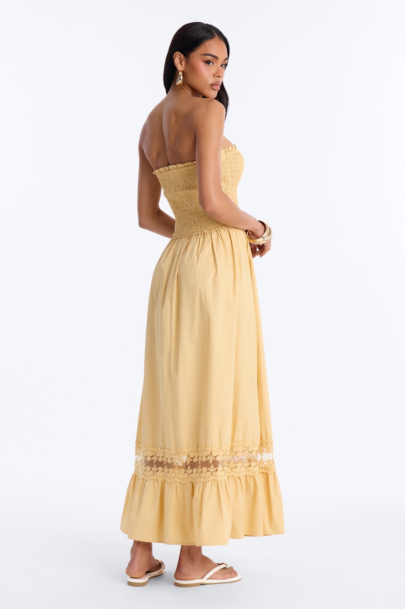 Keira Strapless Maxi Dress - Butter Yellow
