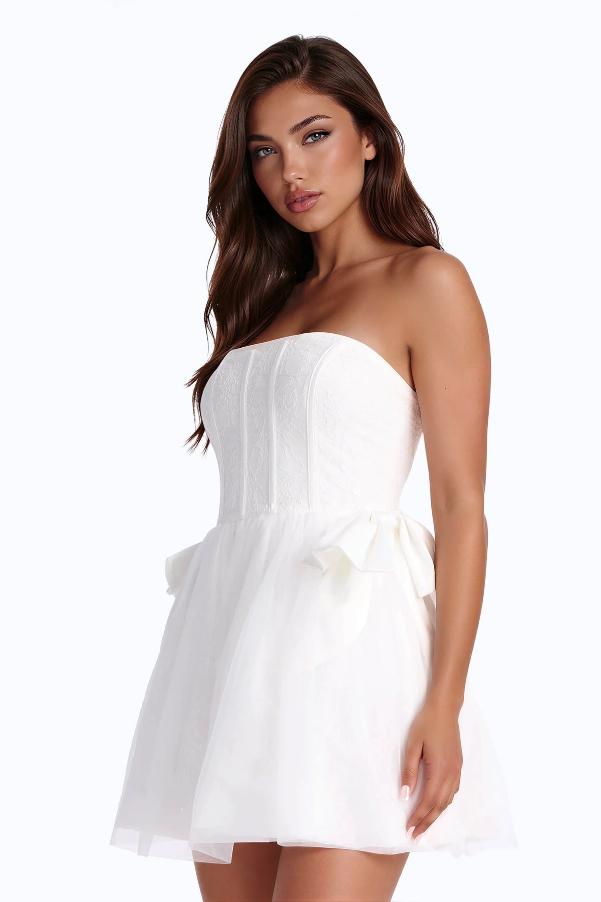 Rayna Embellished Lace Mini Dress - White