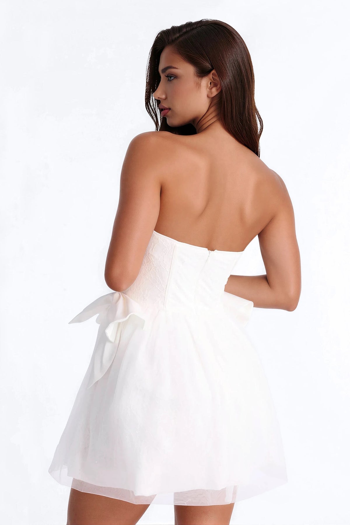 Rayna Embellished Lace Mini Dress - White