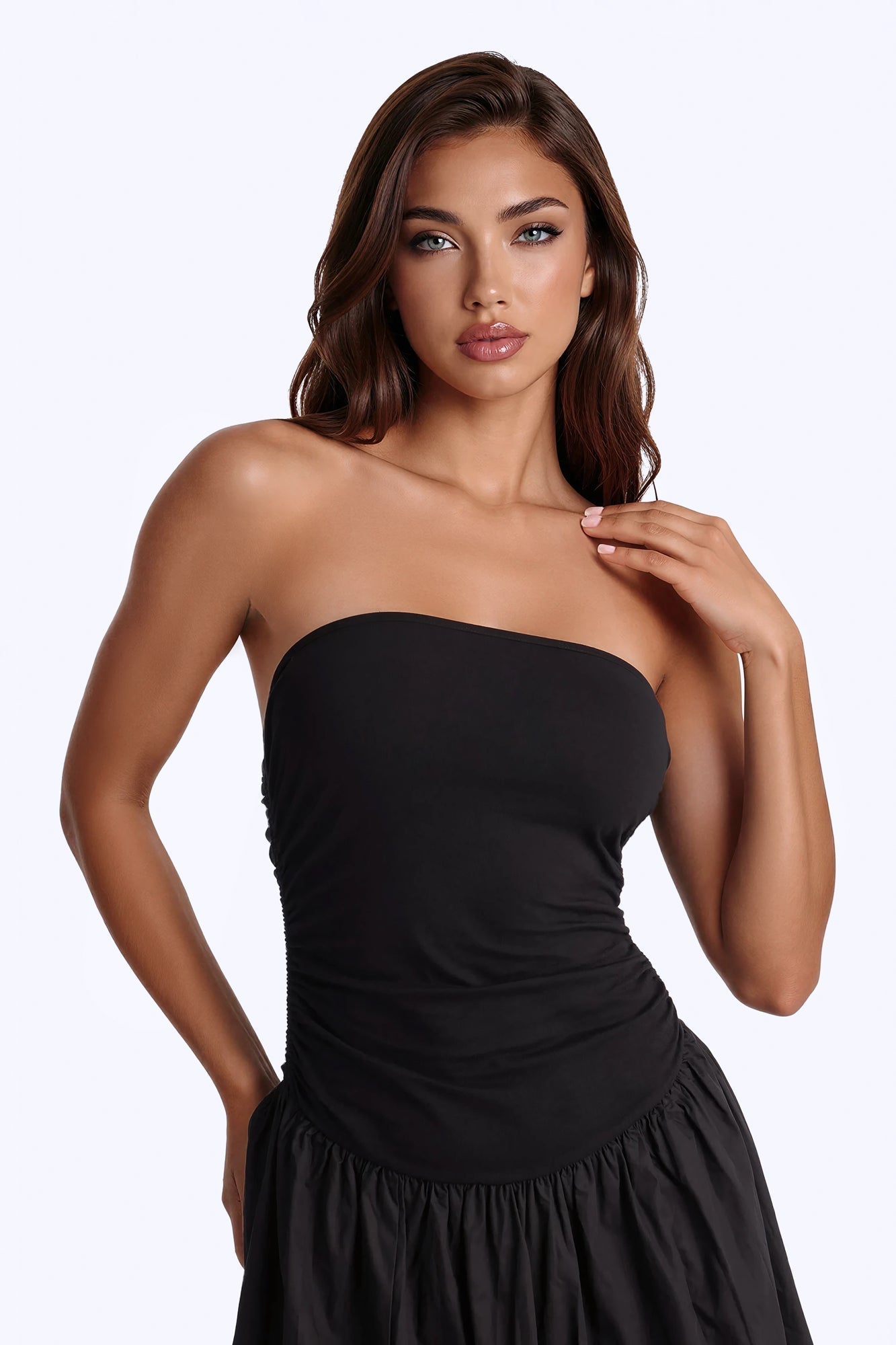 Rowin Bubble Midi Dress - Black