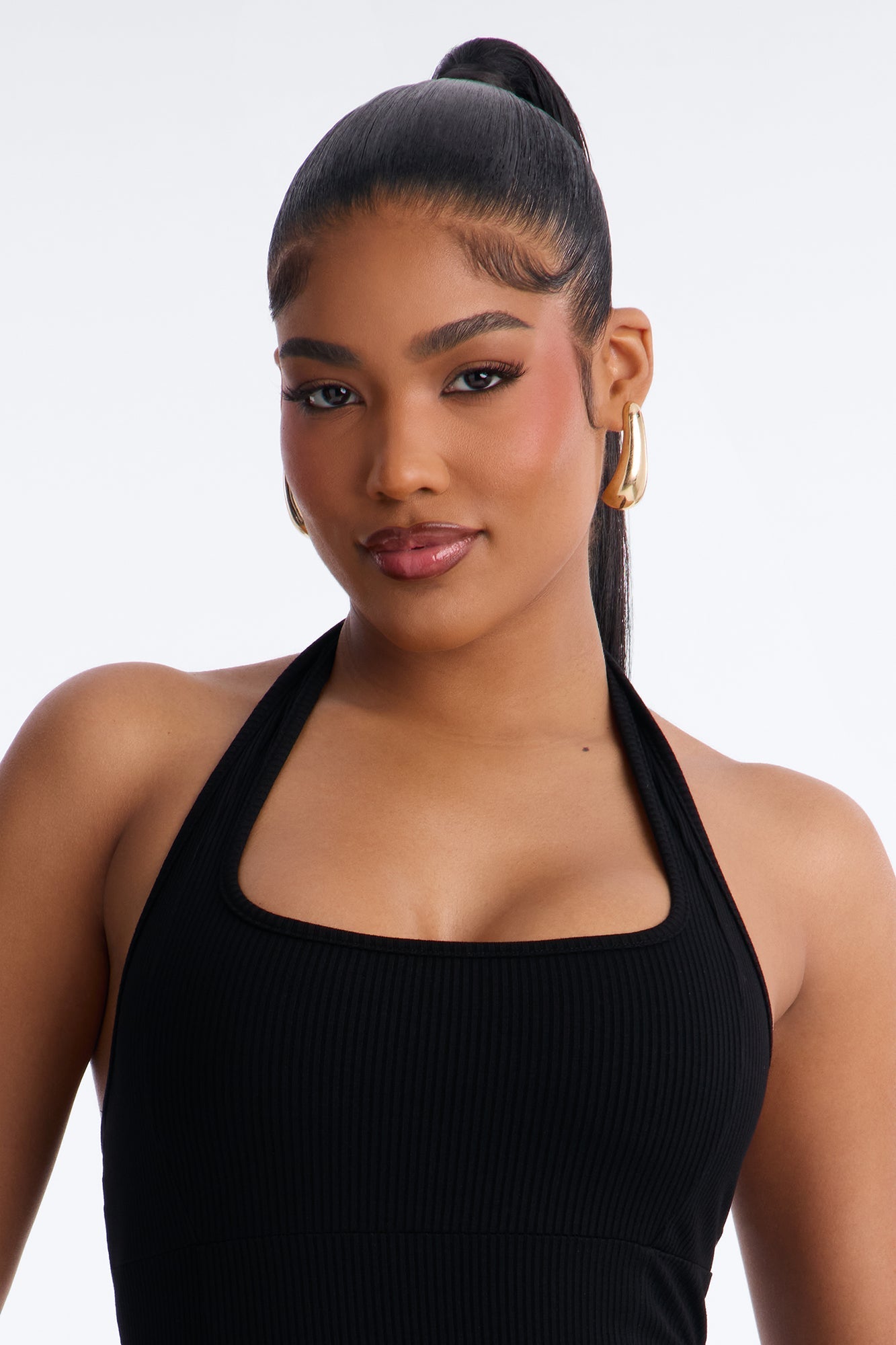 Natalia Halter Snatched Maxi Dress - Black