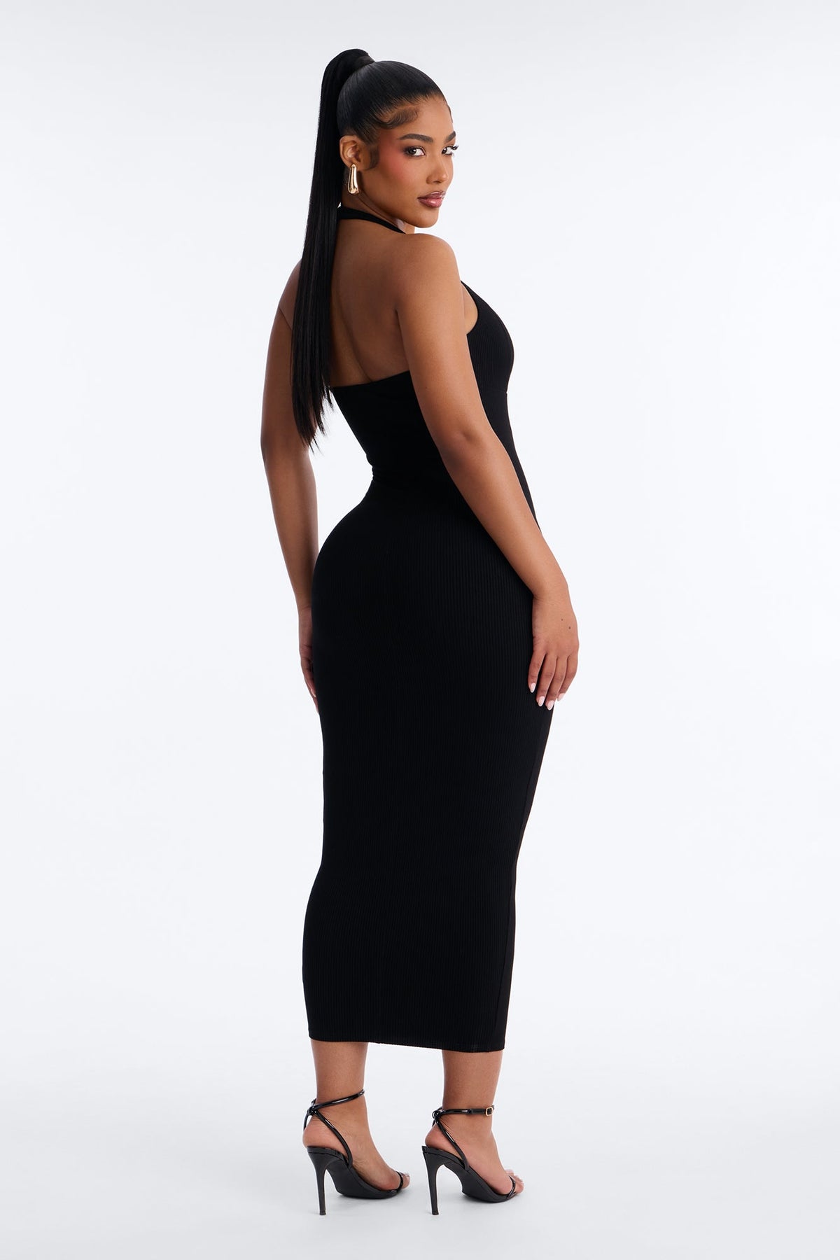Natalia Halter Snatched Maxi Dress - Black