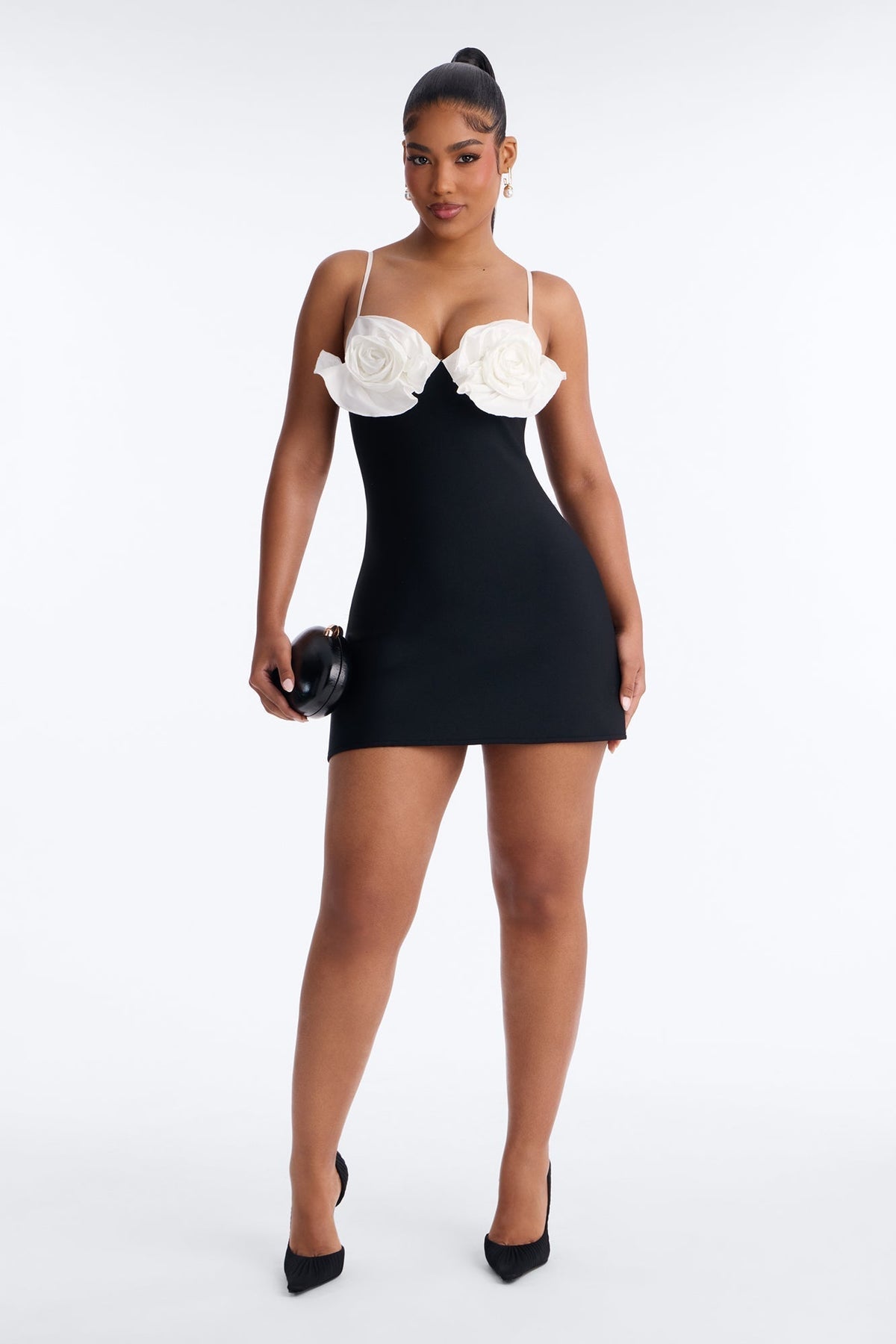Talia Spaghetti Strap Bandage Mini Dress - Black/White