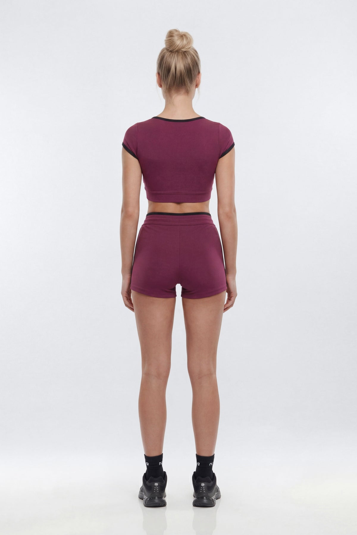 ProStretch™ 4″ Contrast Trim High Rise Biker Short - Merlot
