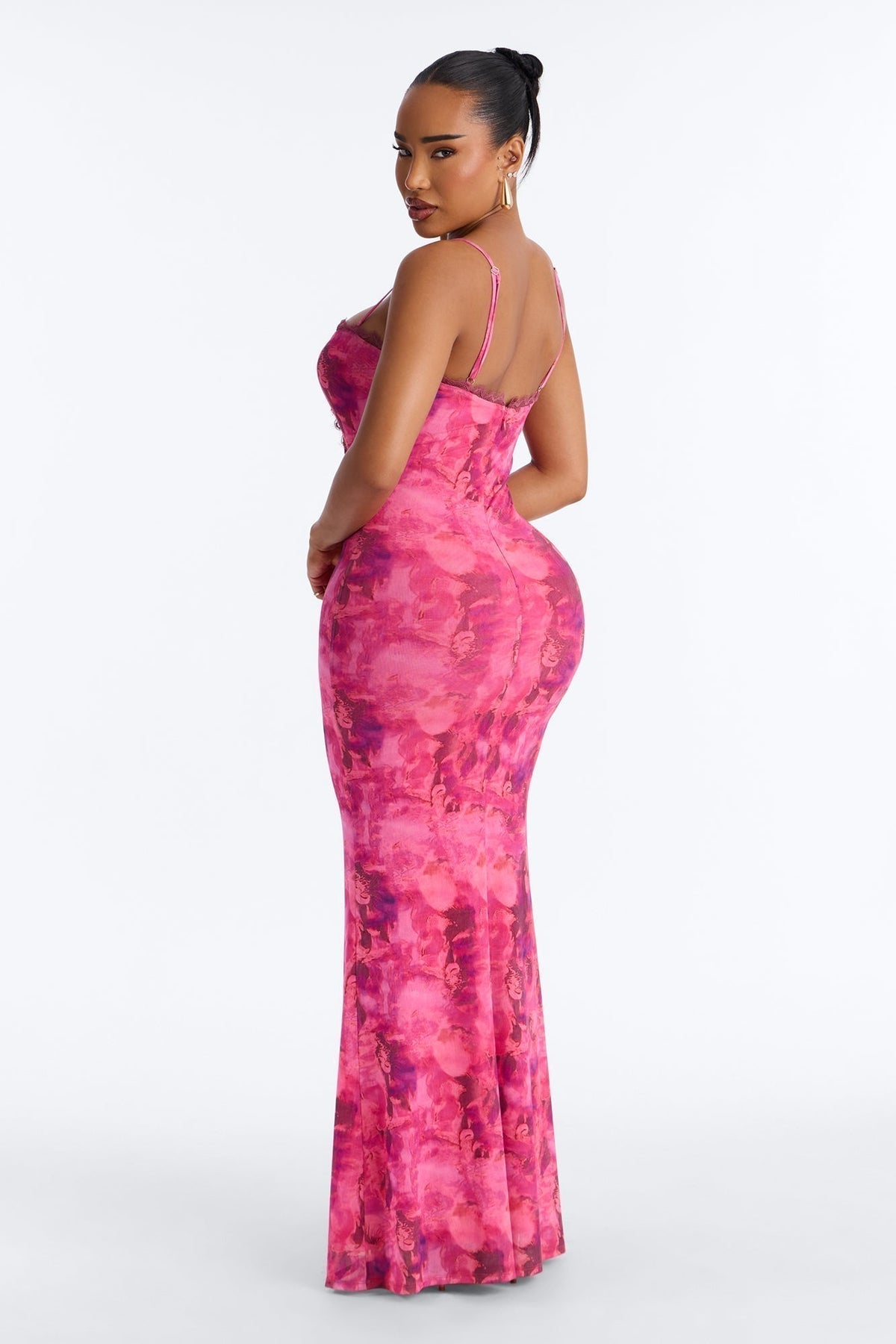 Selina Tie Dye Mesh Maxi Dress - Pink