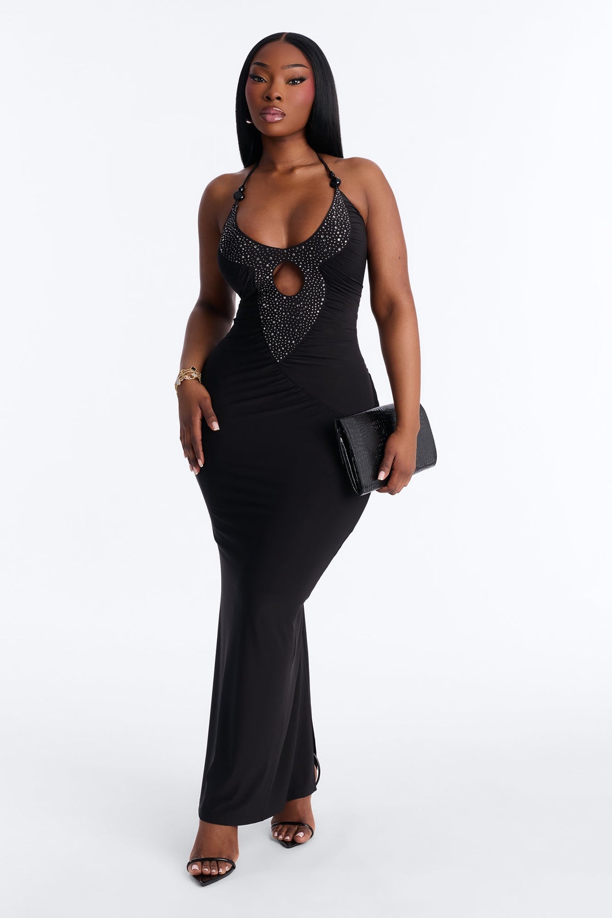 Kalena Embellished Maxi Dress - Black