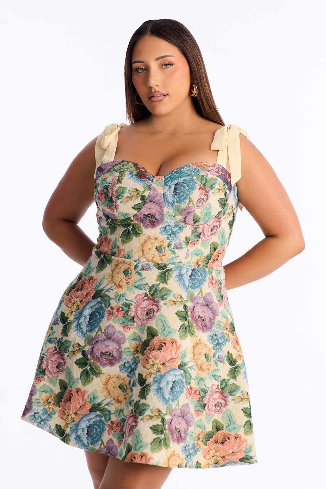 Willow Tie Shoulder Jacquard Mini Dress - Natural/Combo