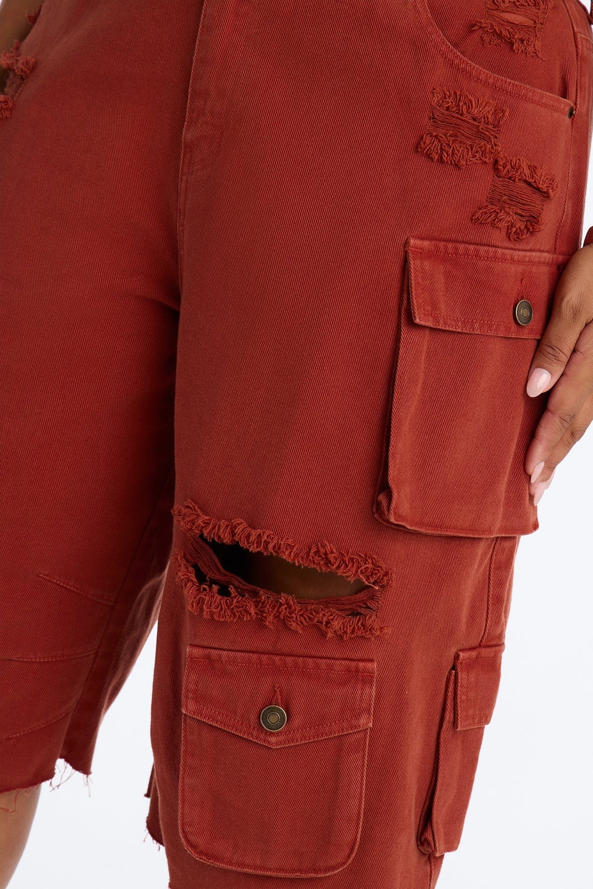 Don't Make Me Wait Cargo Bermuda Short - Rust