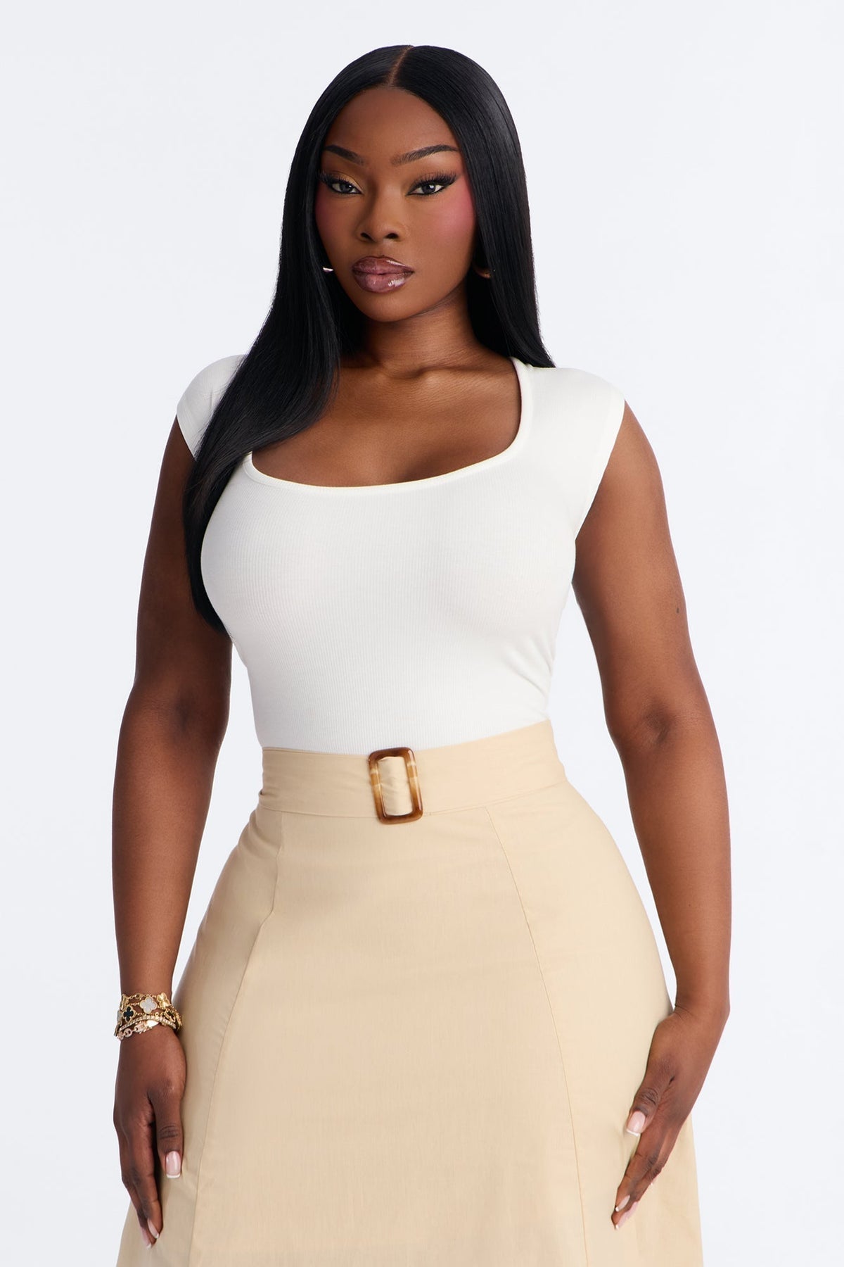 Sandra Contrast Belted Midi Dress - Taupe/combo