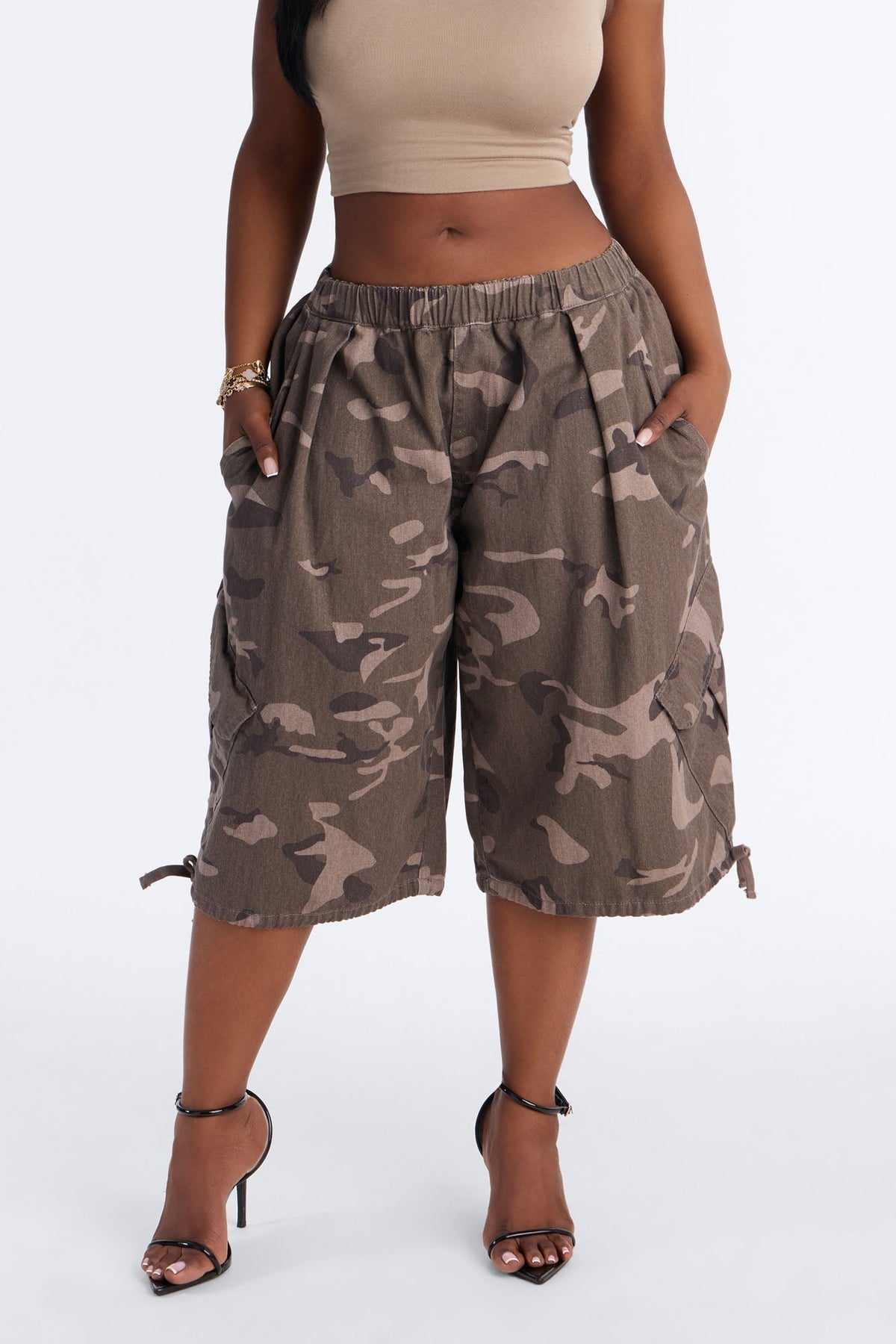 Carter Twill Cargo Bubble Hem Bermuda Short - Camouflage