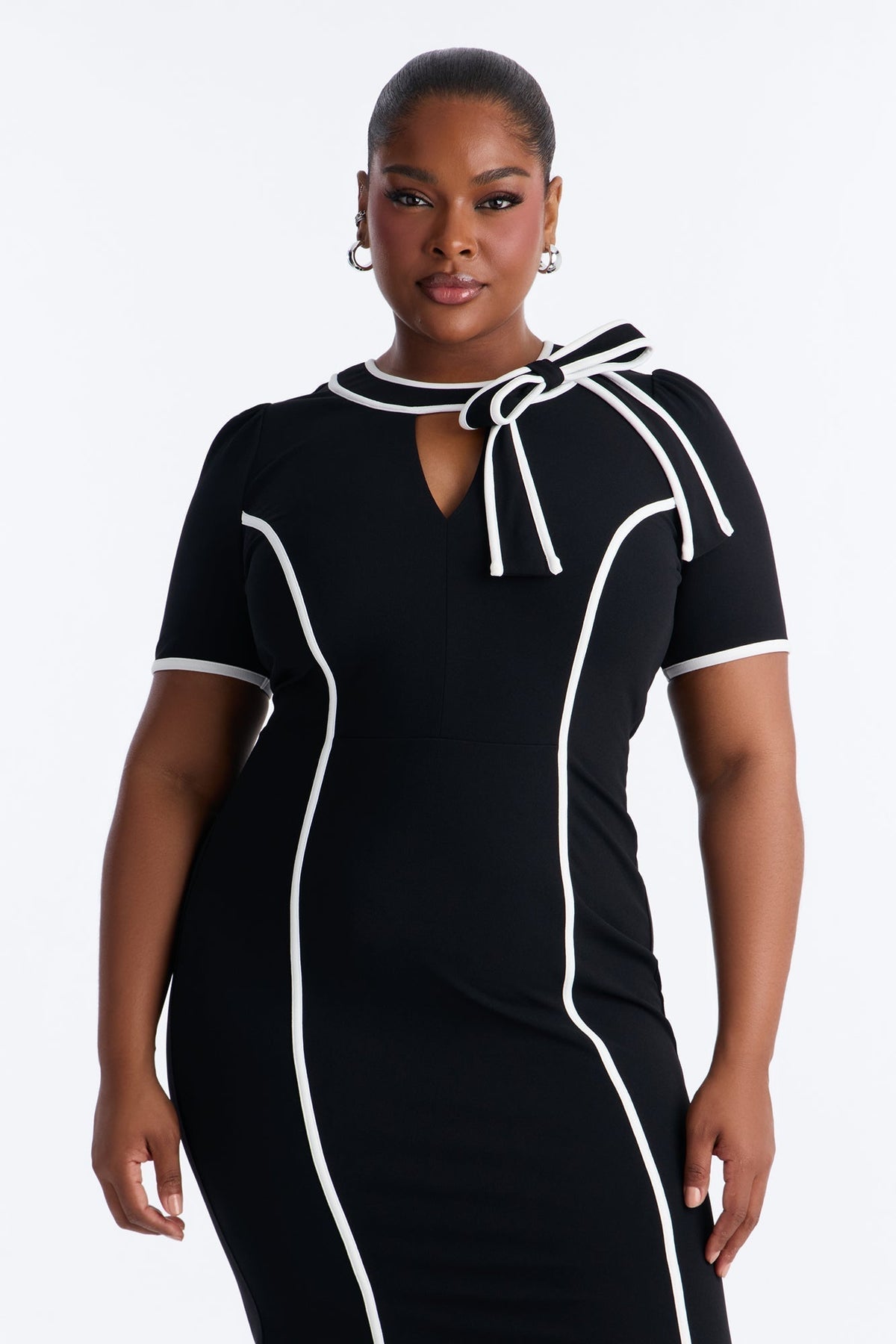 First Class Only Midi Dress - Black/White