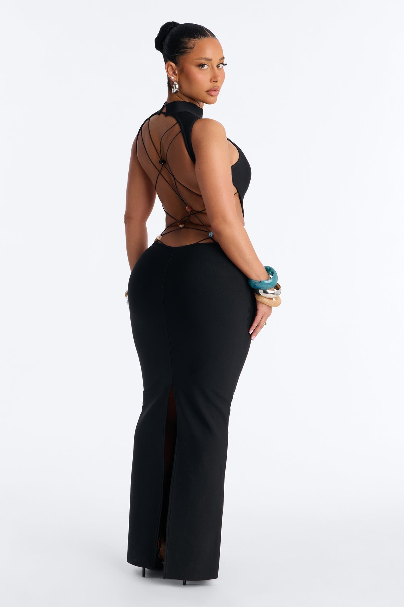 Madison Strappy Bandage Maxi Dress - Black