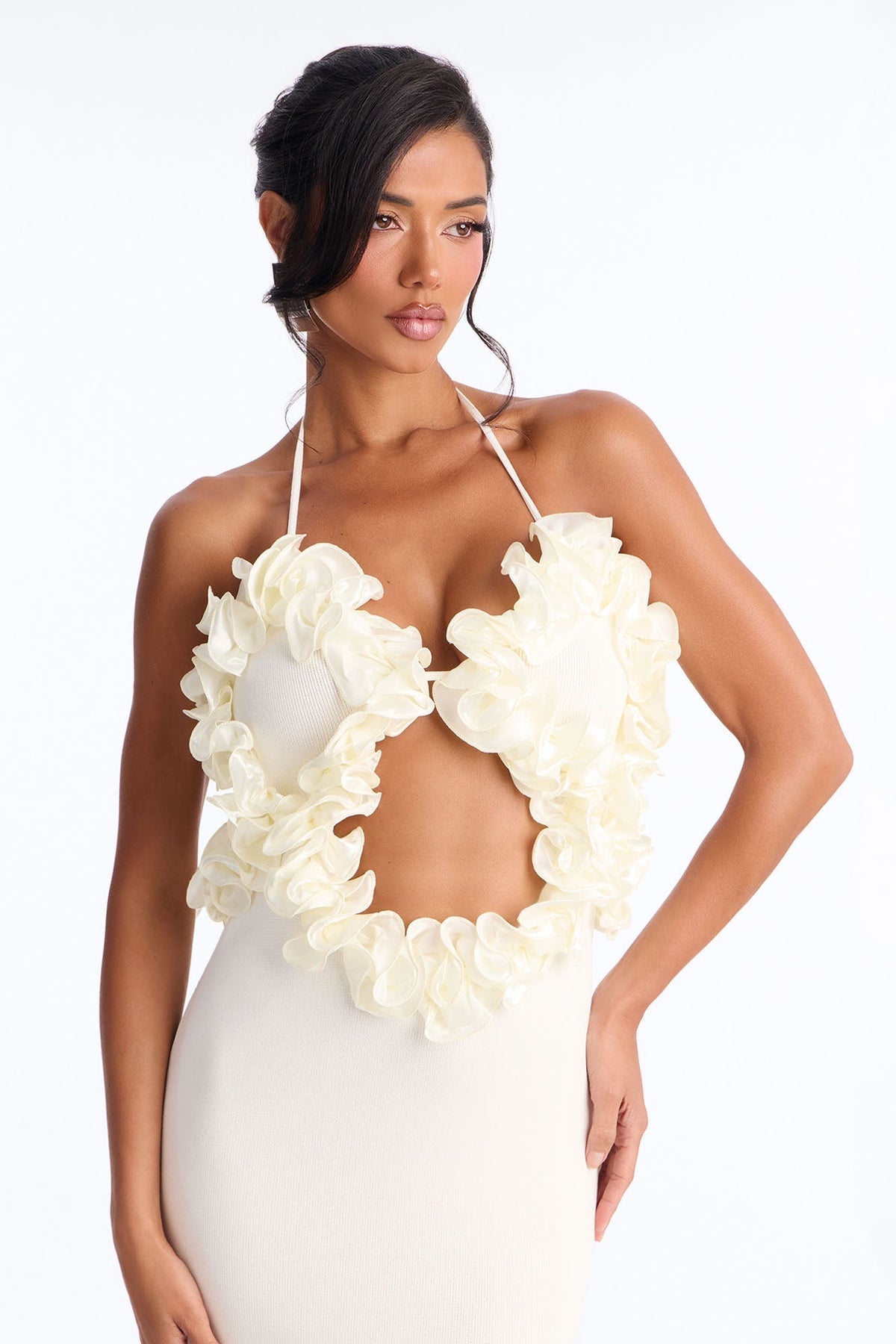 Runaway Ruffle Sweater Maxi Dress - Cream