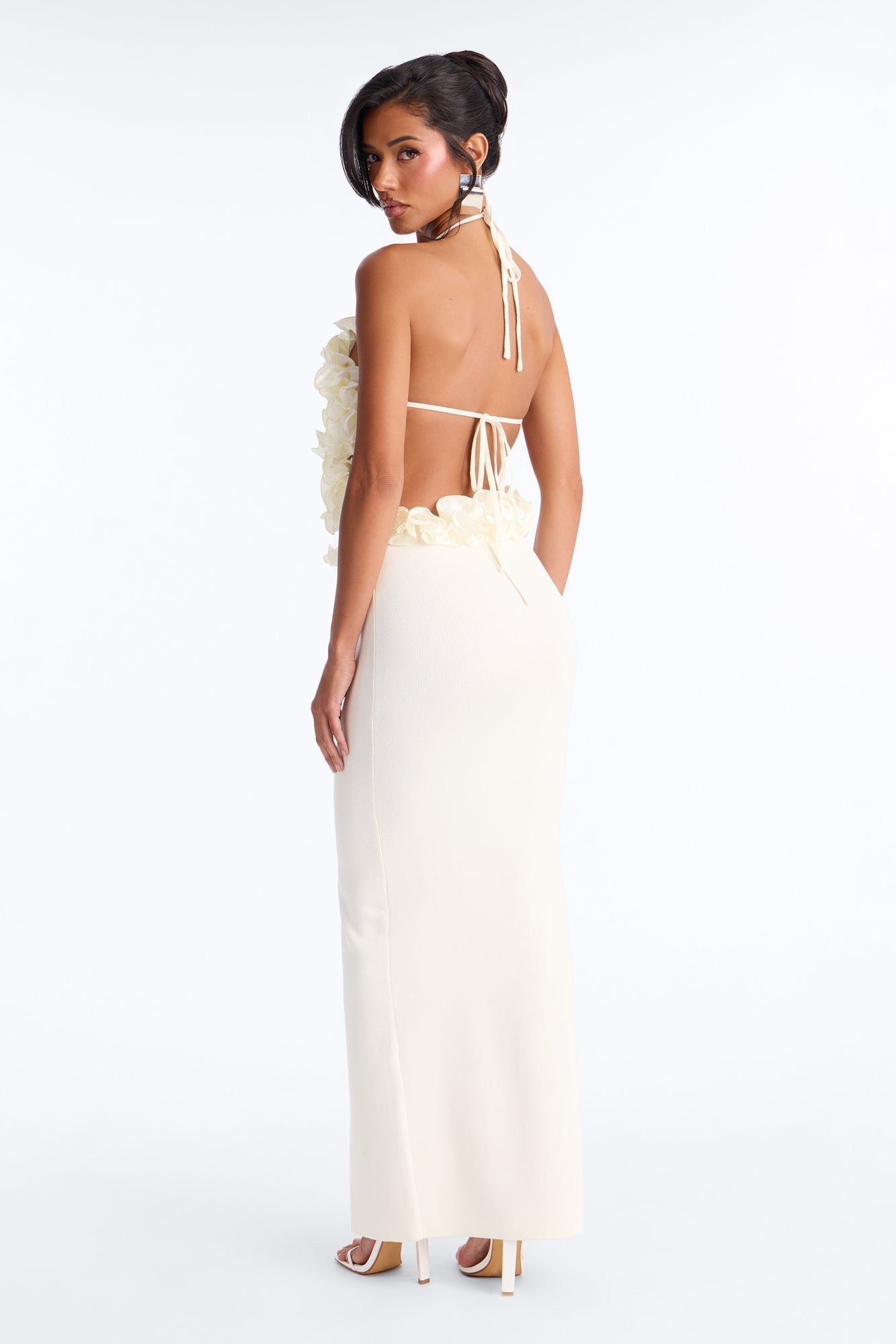 Runaway Ruffle Sweater Maxi Dress - Cream