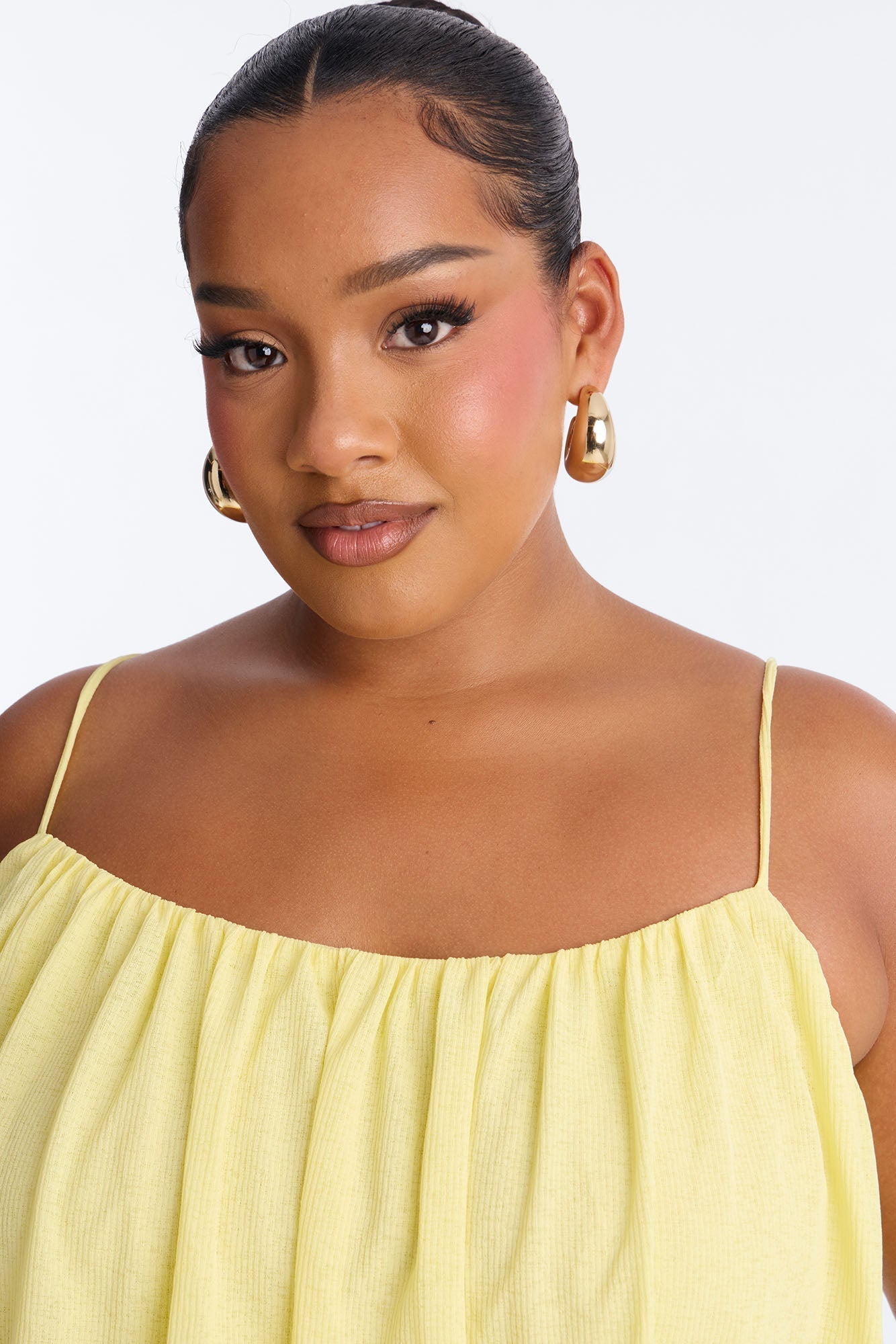 Luna Spaghetti Strap Textured Mini Dress - Yellow