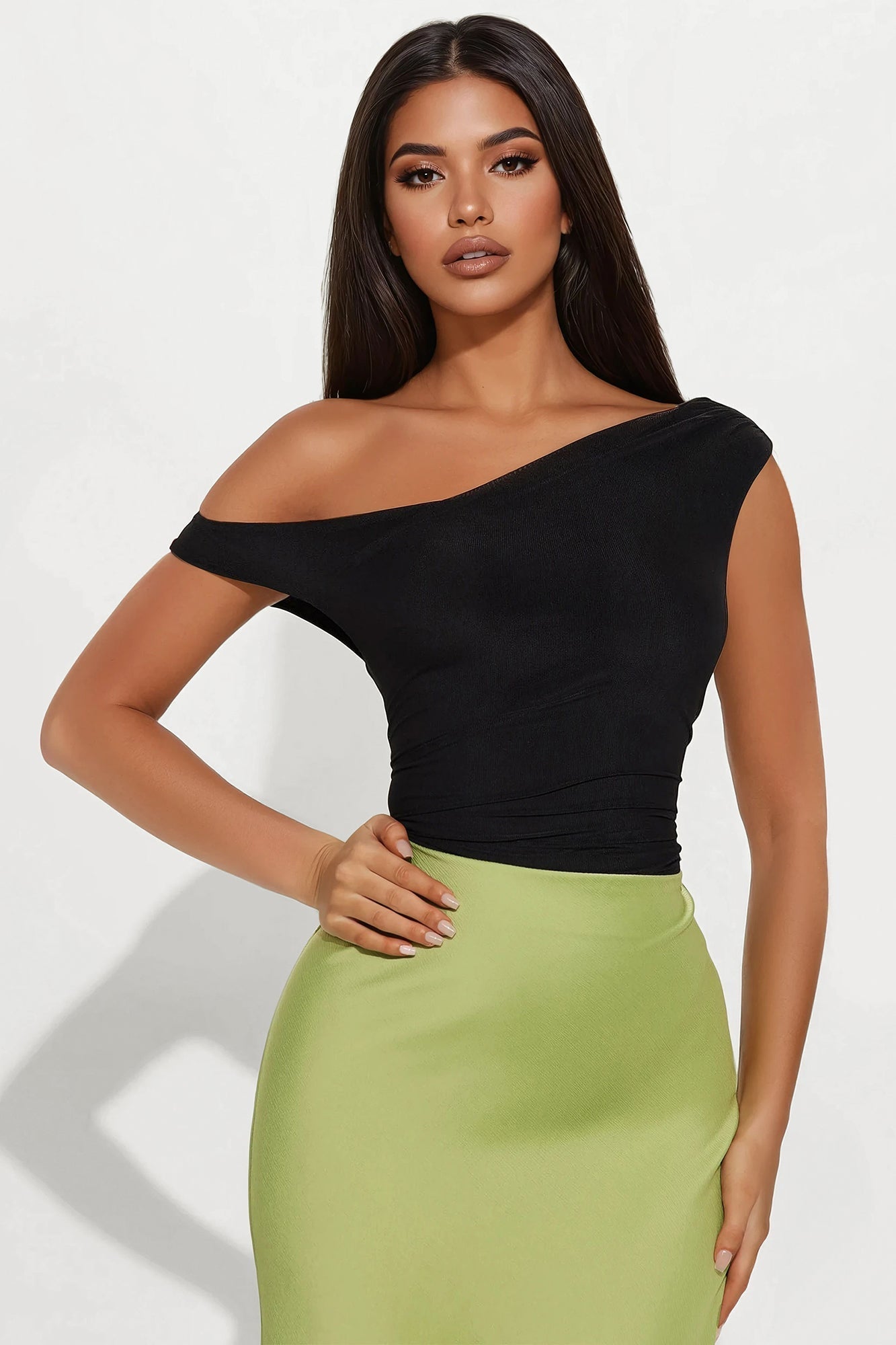 Vivienne Mesh Solid Bodysuit - Black
