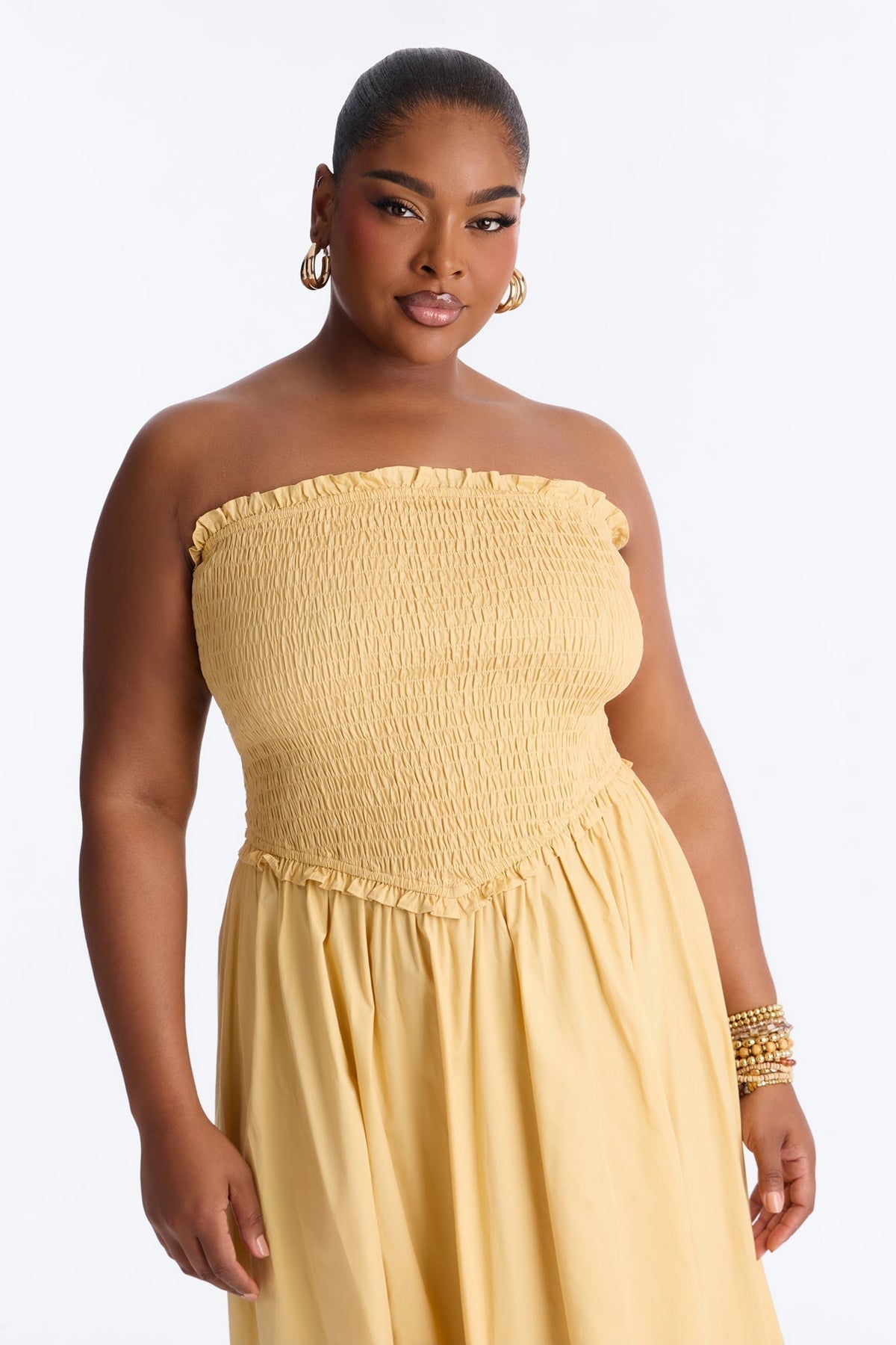 Keira Strapless Maxi Dress - Butter Yellow