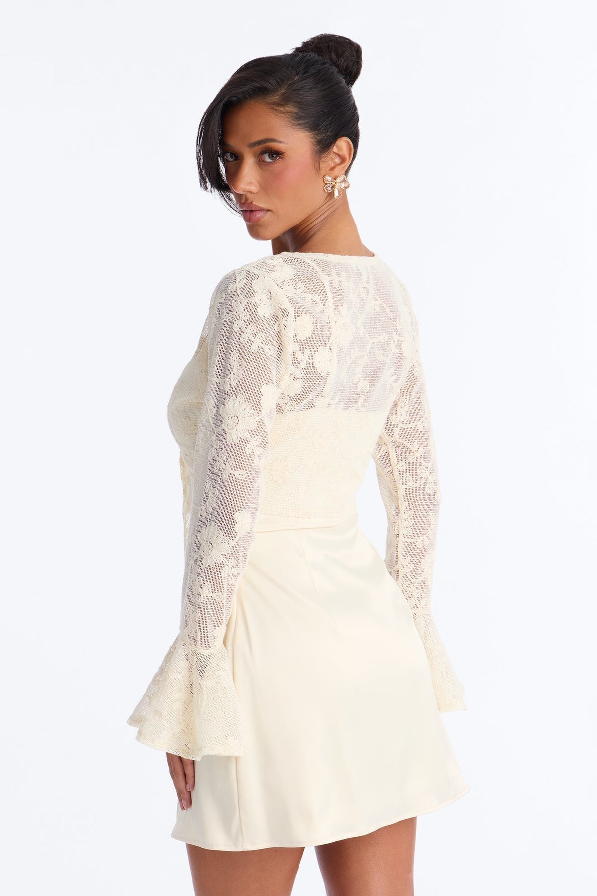 Wren Lace Mini Dress Set - Cream