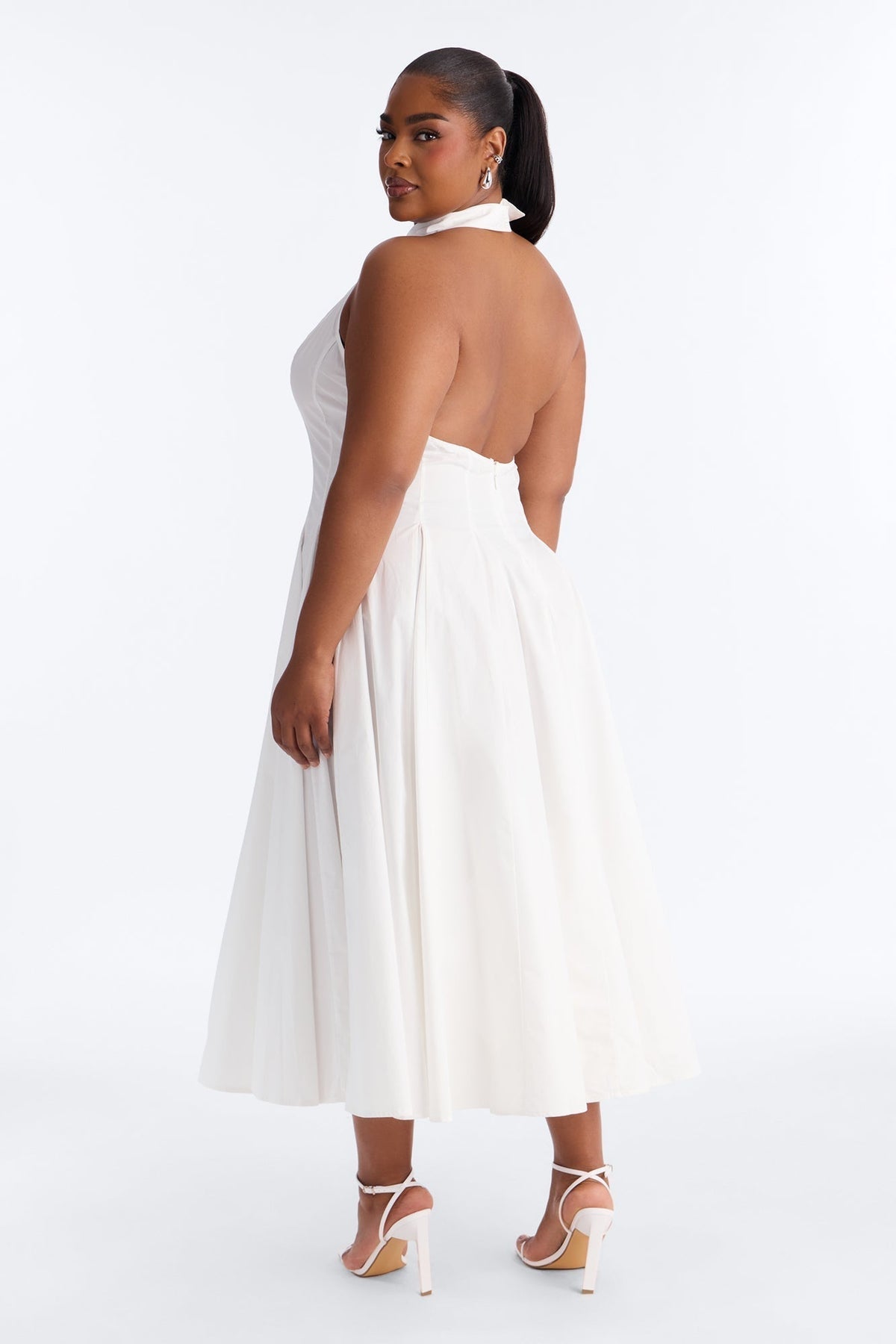 Audrey Collared Poplin Maxi Dress - White