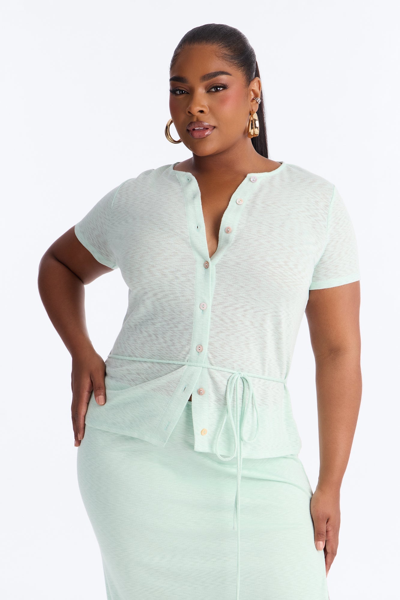 Sara Button Up Maxi Dress - Sage