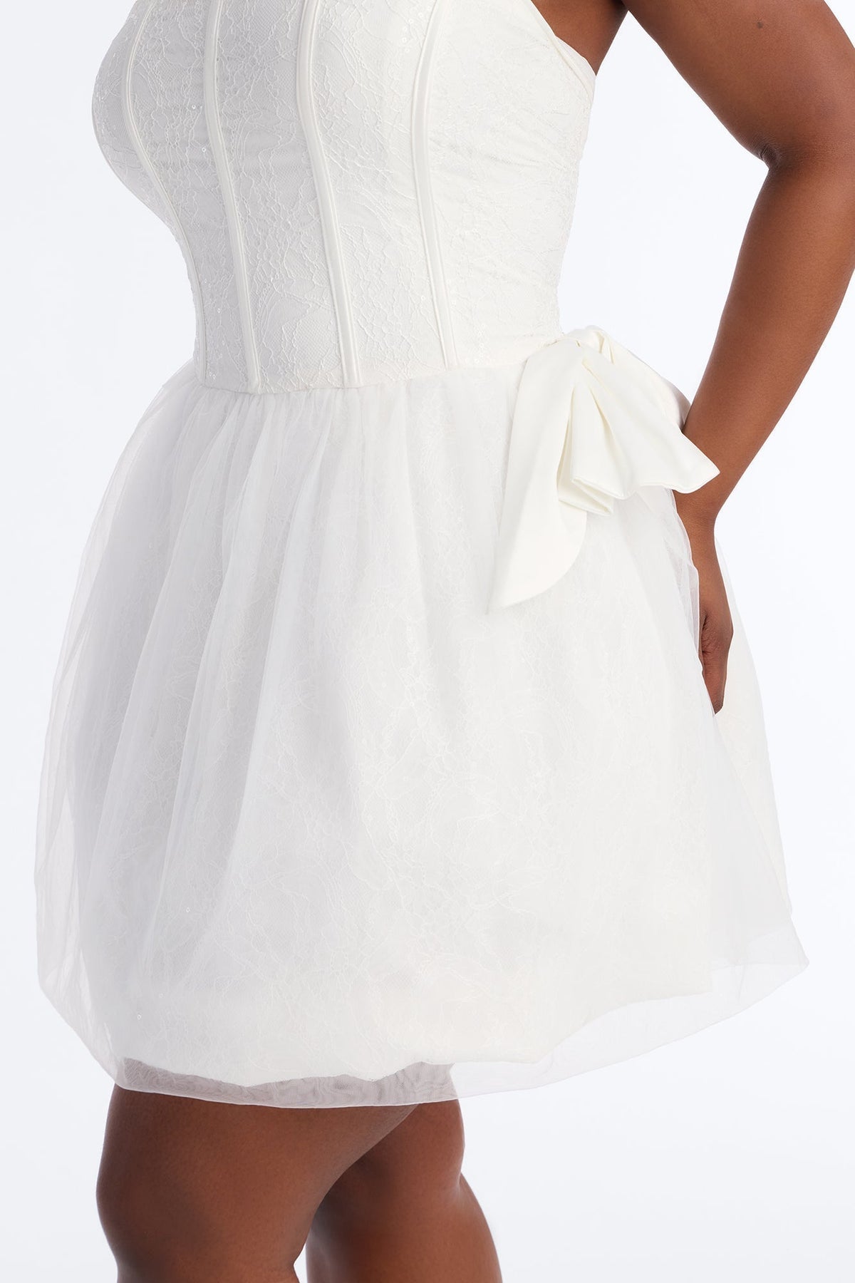 Rayna Embellished Lace Mini Dress - White