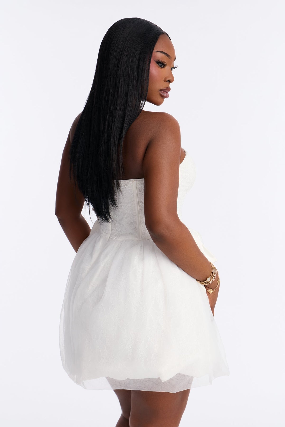 Rayna Embellished Lace Mini Dress - White