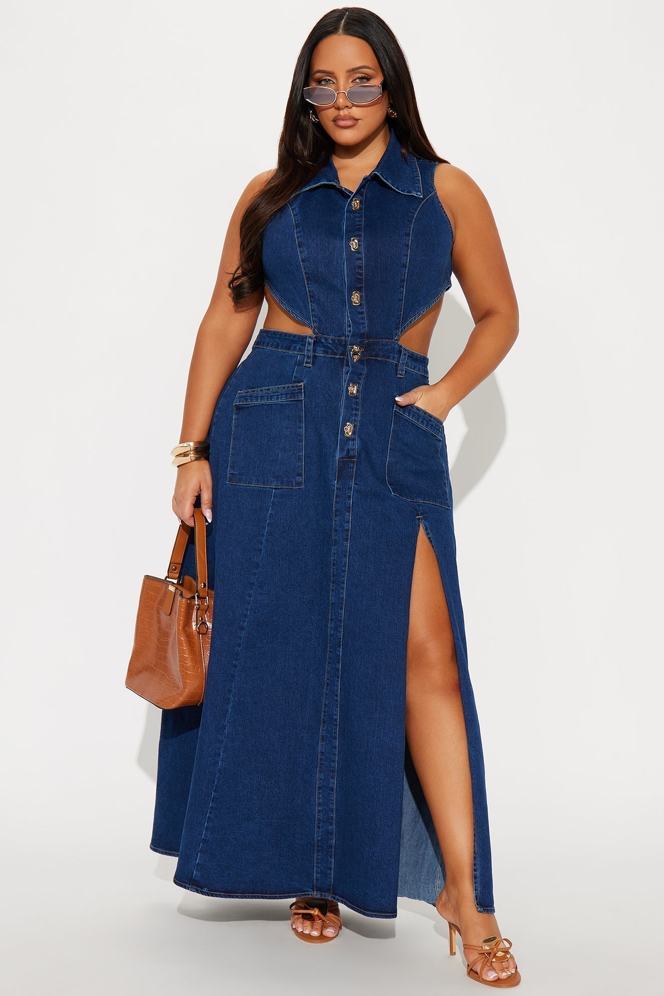 Amelia Denim Maxi Dress - Dark Denim