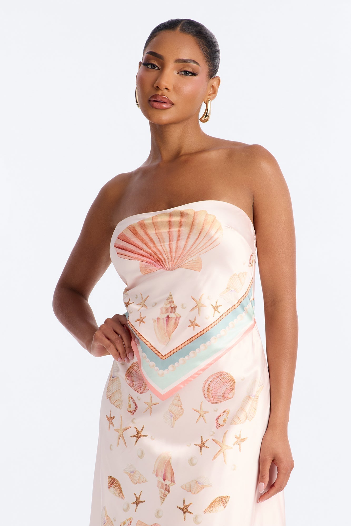 Coast Satin Maxi Dress - Peach/combo