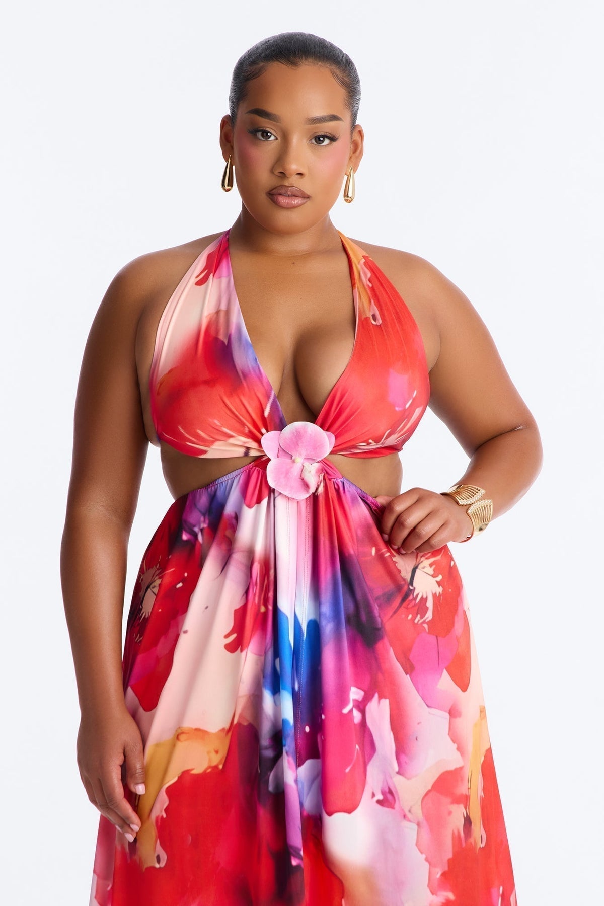 Pure Passion Cut Out Maxi Dress - Magenta/combo