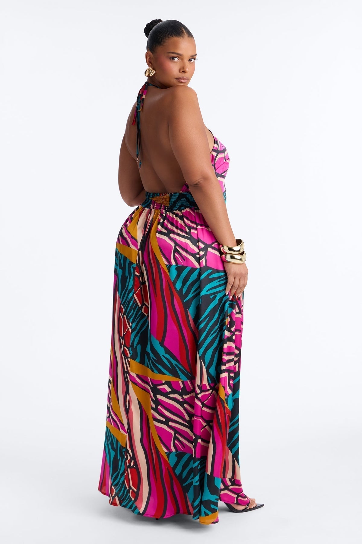 Cabana Cutie Satin Maxi Dress - Teal/combo