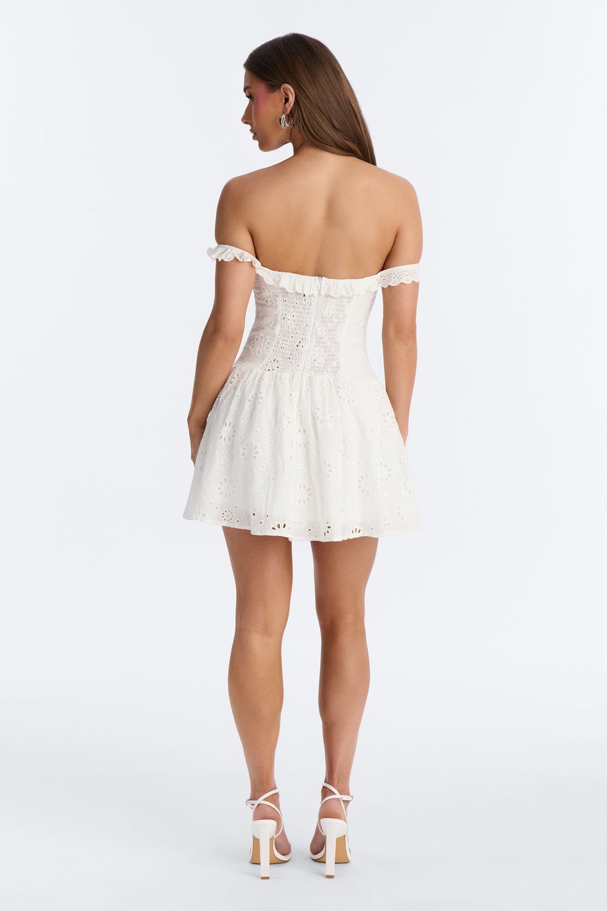 Jackie Eyelet Mini Dress - White
