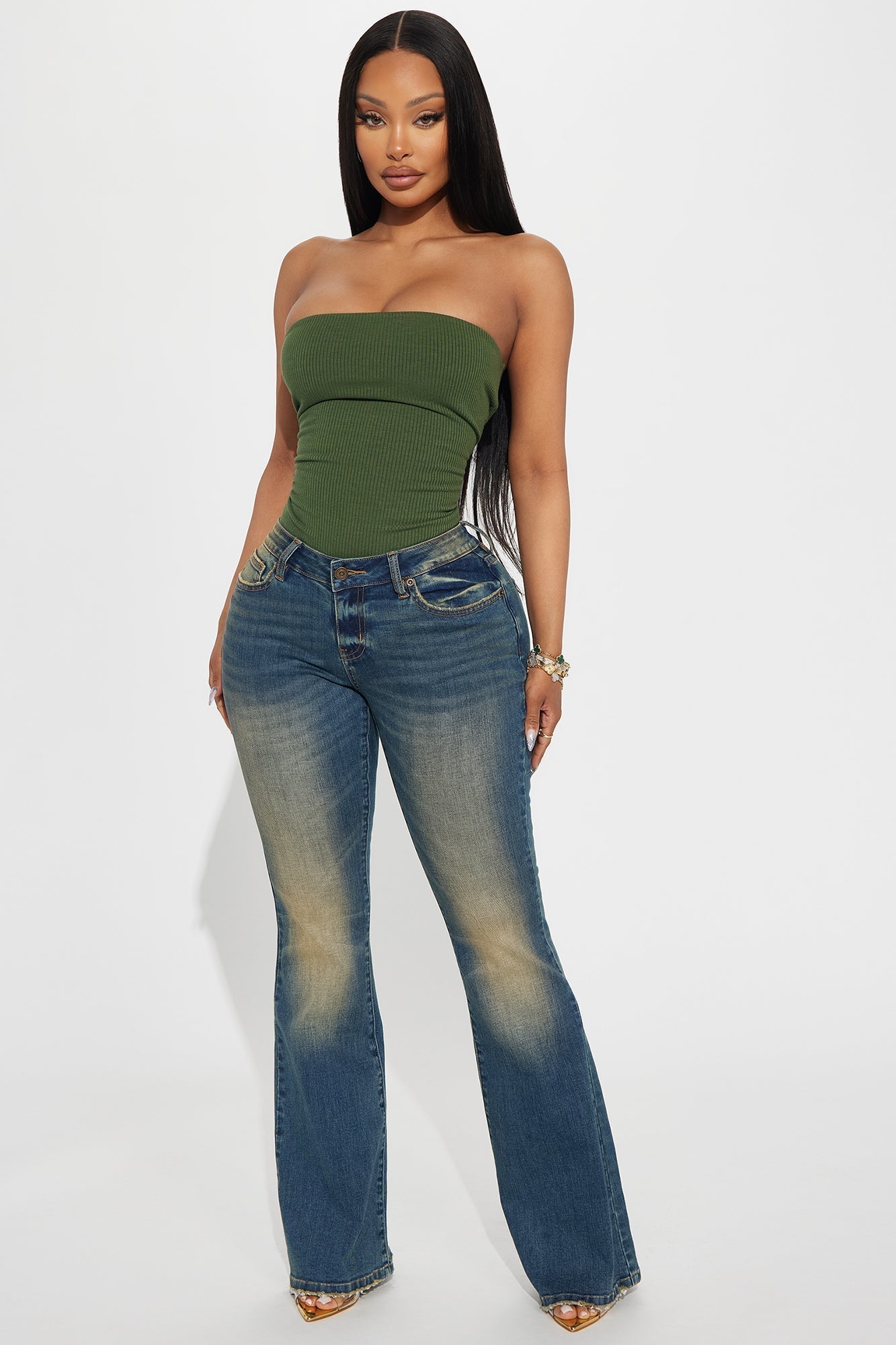 Demi Double Lined Tube Bodysuit - Olive