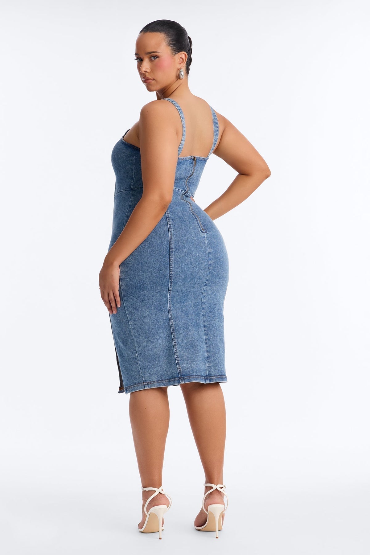 Avery Stretch Denim Midi Dress - Denim