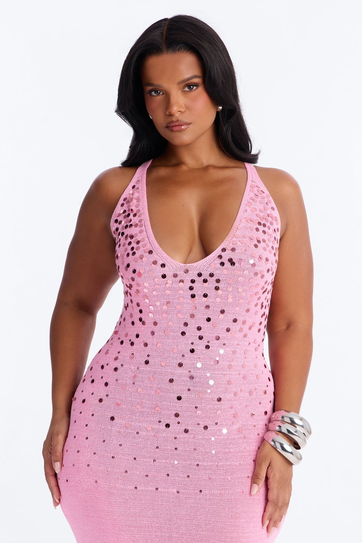 Shining In Paradise Crochet Maxi Dress - Light Pink