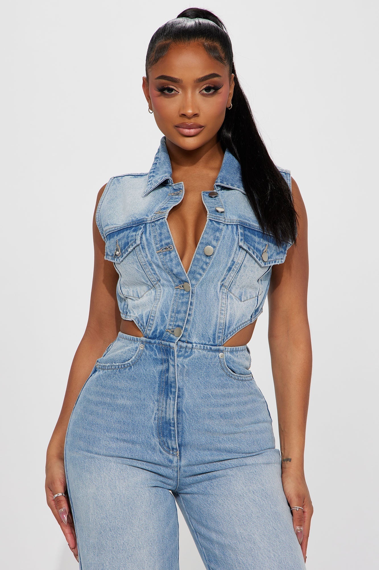 Baylin Denim Jumpsuit - Light Wash