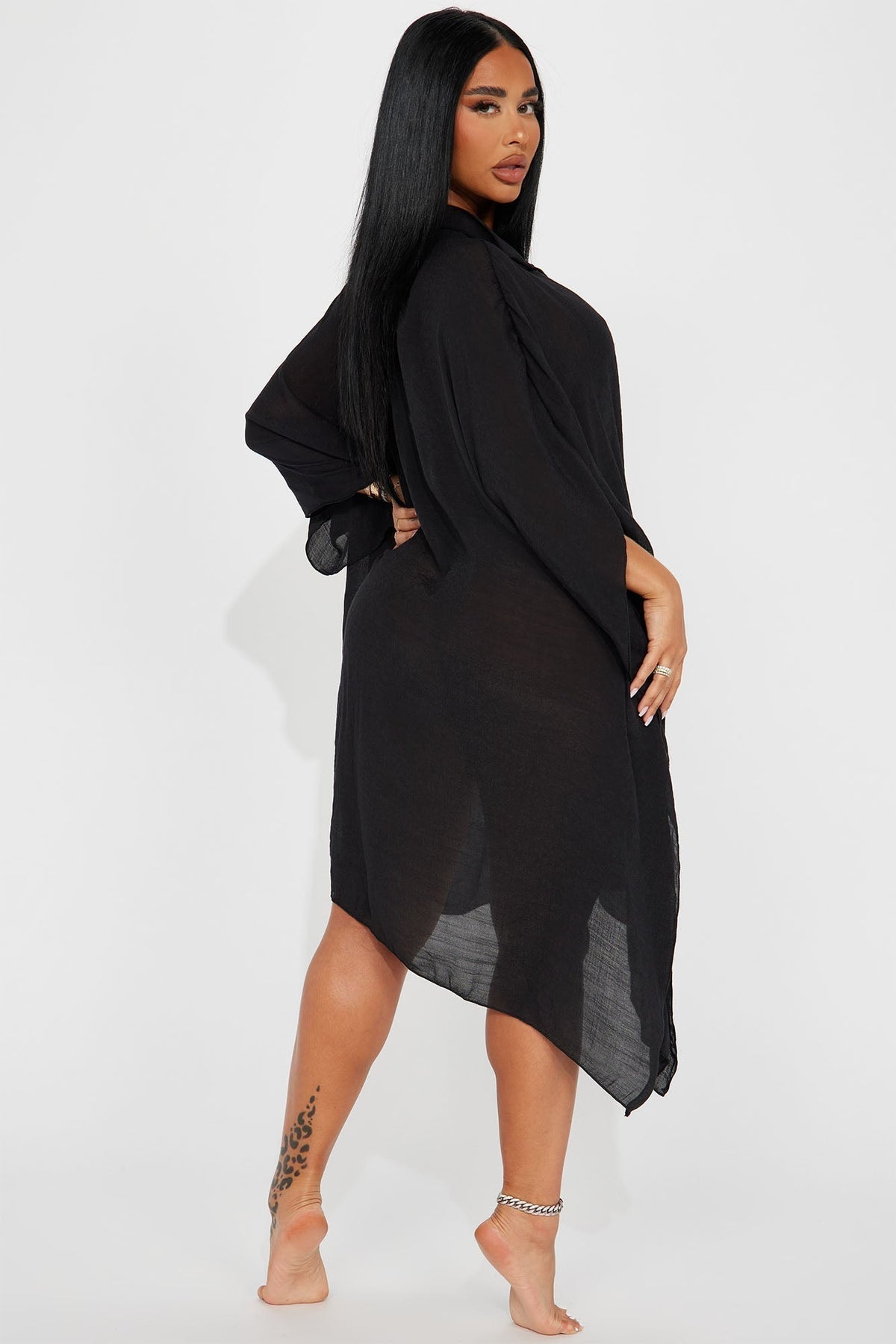 Megan Swim Cover Up Kimono - Black