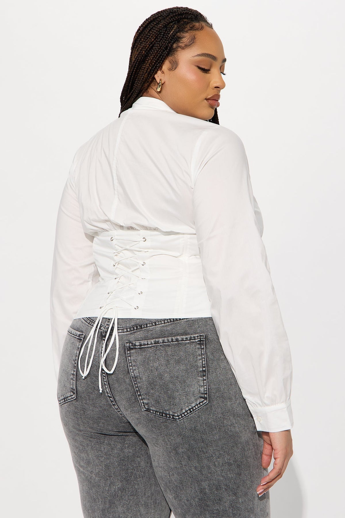 Your New Obsession Poplin Corset Shirt - White