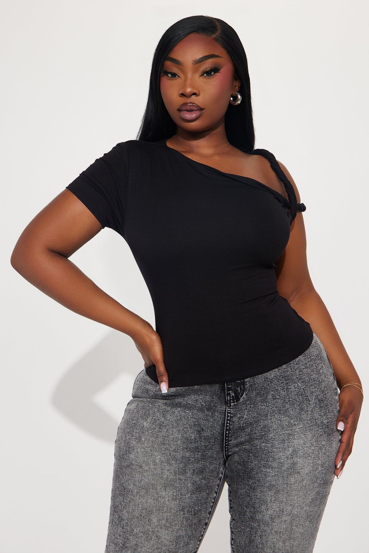 Kendra One Shoulder Top - Black