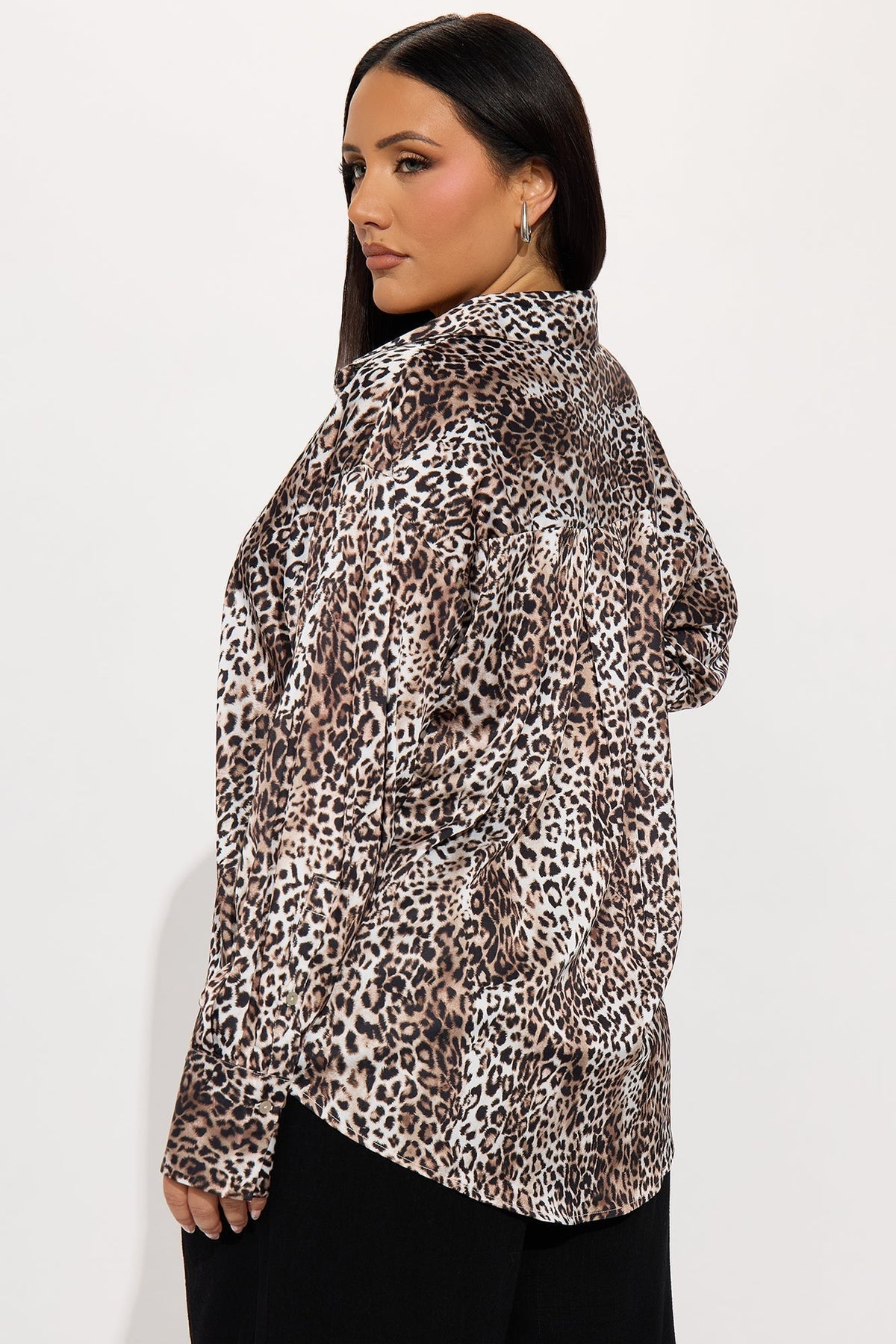 Fierce Attitude Leopard Satin Shirt - Brown Combo