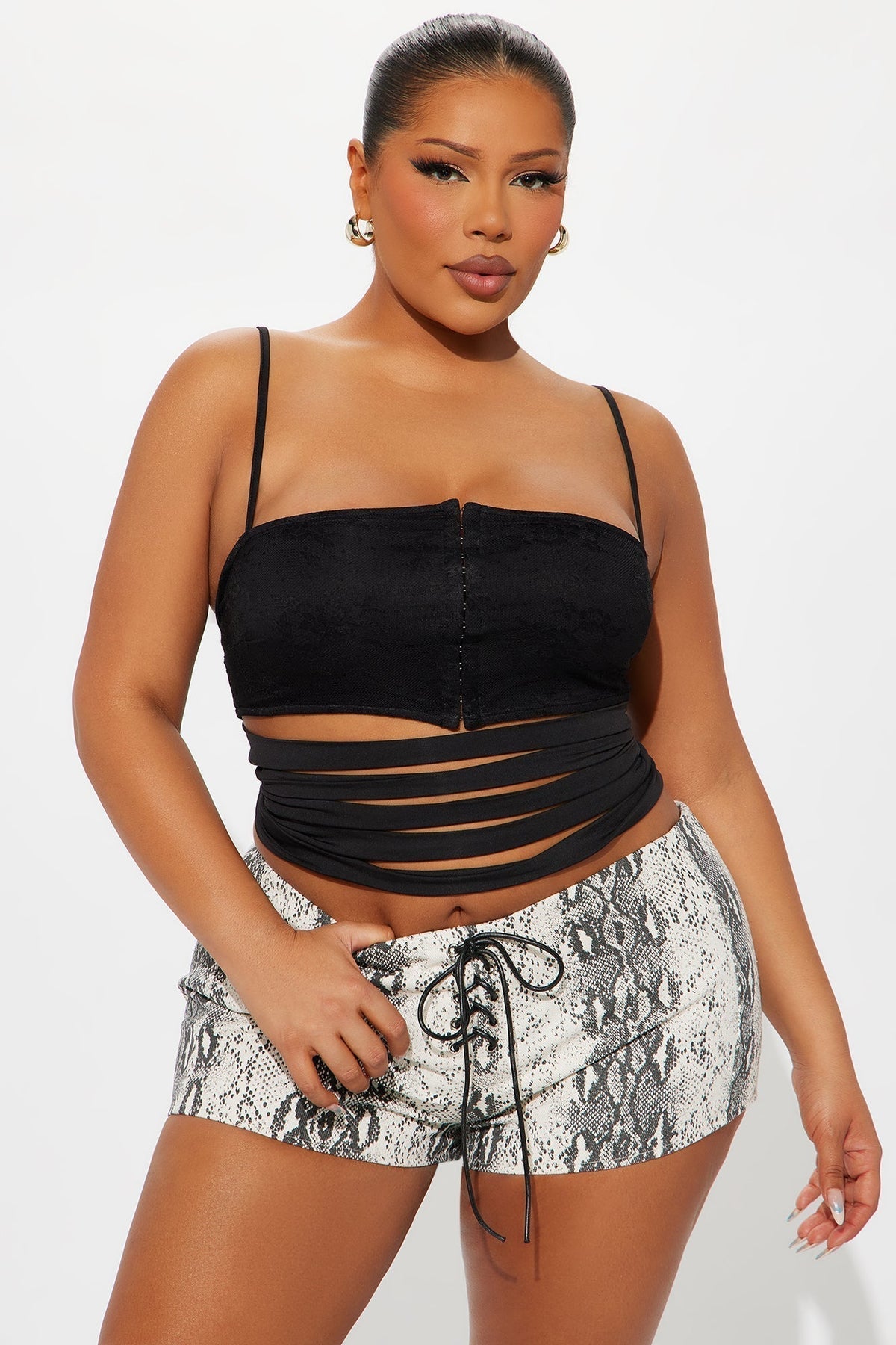 Girly Ambitions Cut Out Cami Top - Black