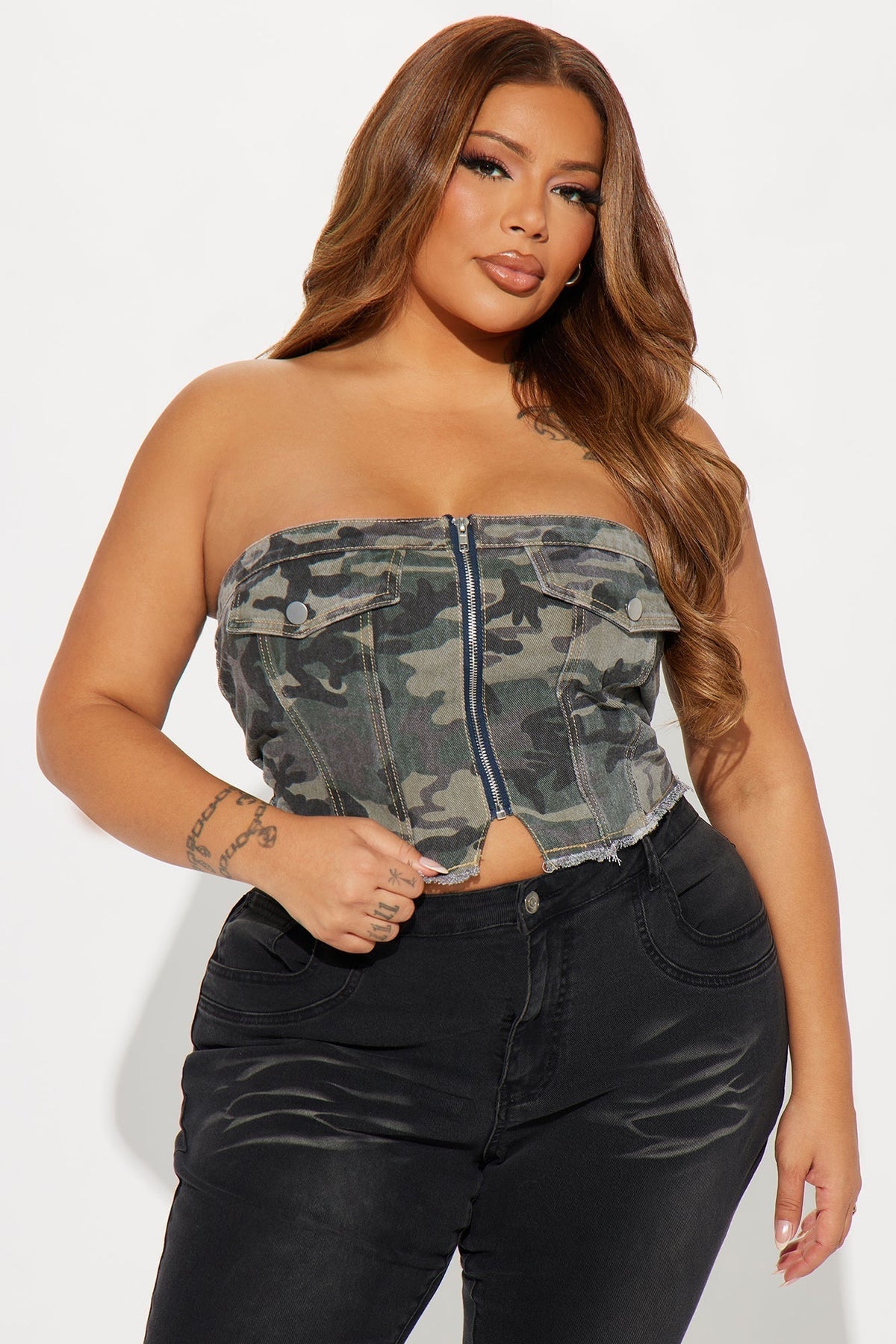 Plain Sight Camo Top - Olive/combo