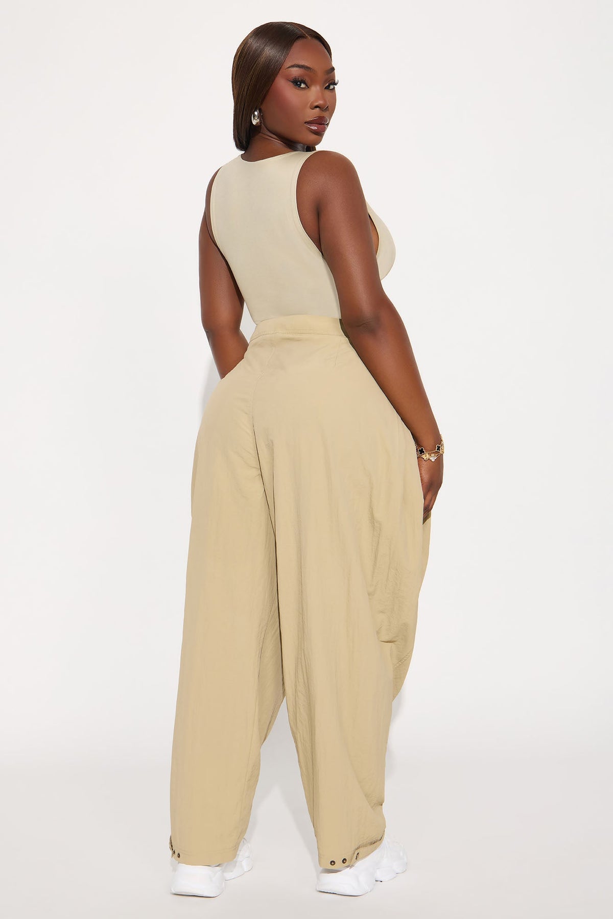 Nylon Windbreaker Pant - Taupe