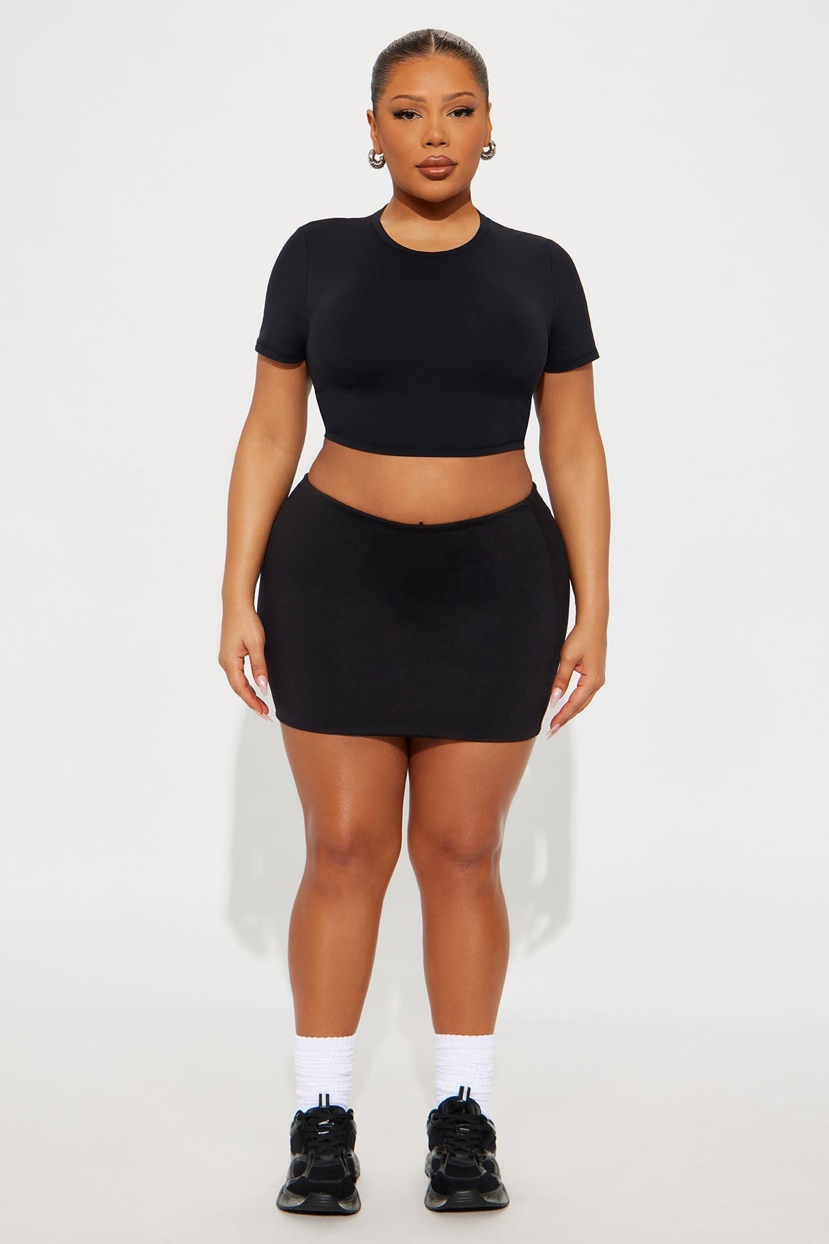 Second Skin Double Lined Super Cropped Tee - Black